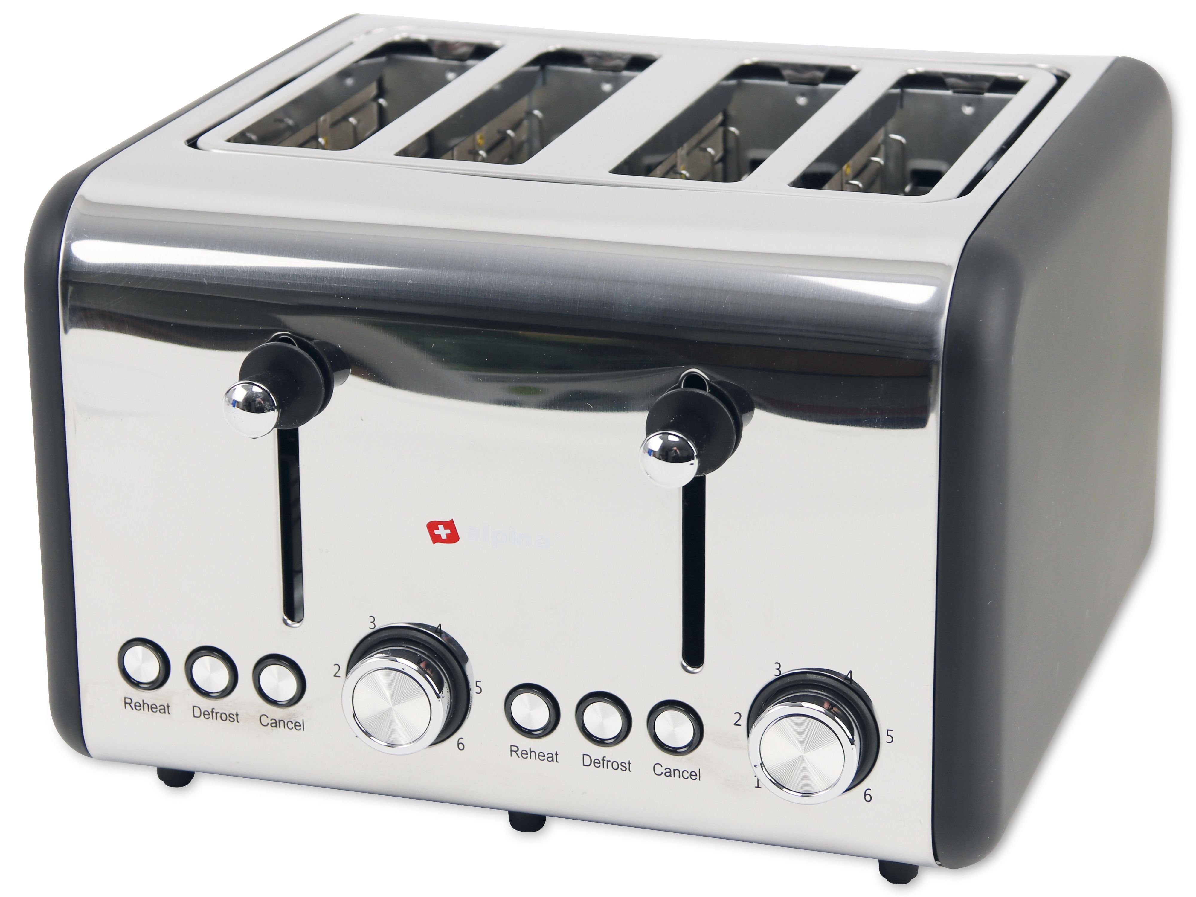 Alpina Toaster ALPINA Toaster, 1500 W, 4 Scheibentoaster, silber | Langschlitztoaster