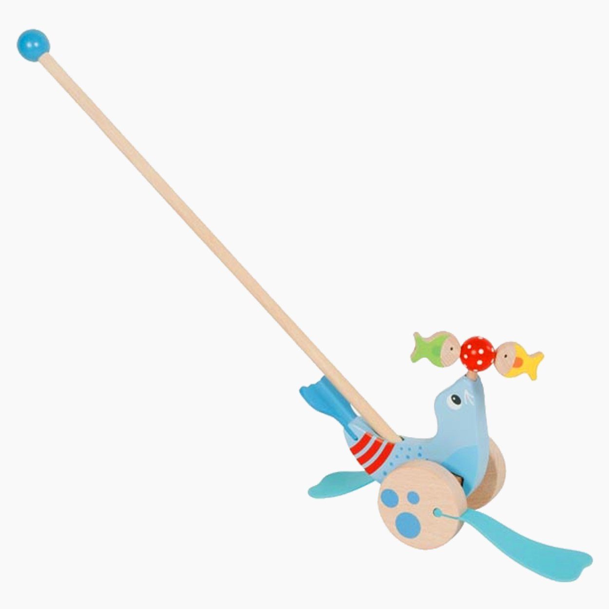 goki Schiebestab Schiebetier Robbe, (packung, 2-tlg), Holzspielzeug-Klassiker,ein Begleiter für kleine Entdecker
