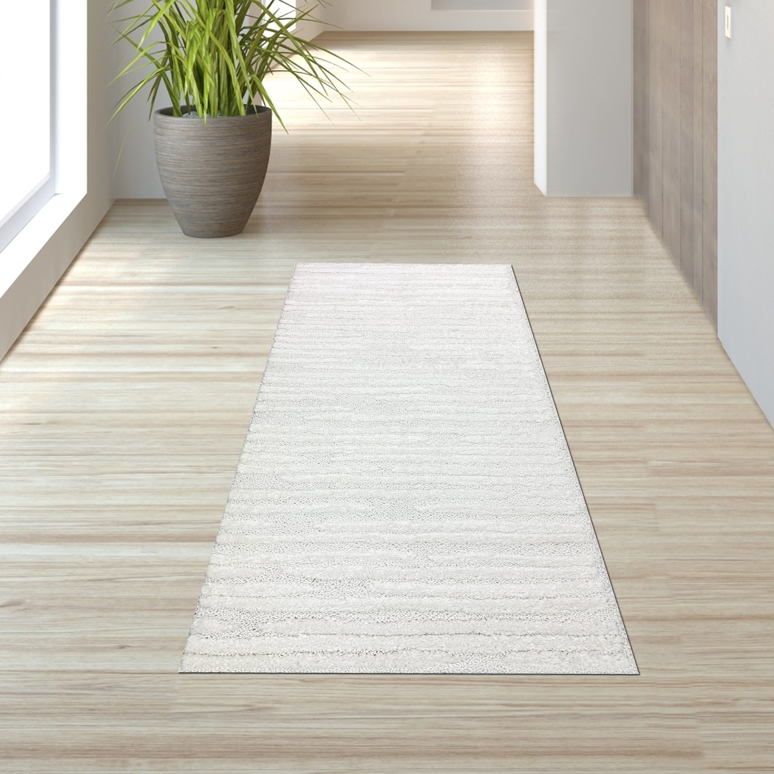 TeppichHome24 Teppich Wohnzimmer Teppich mit verschieden gemusterten Linien creme, rechteckig