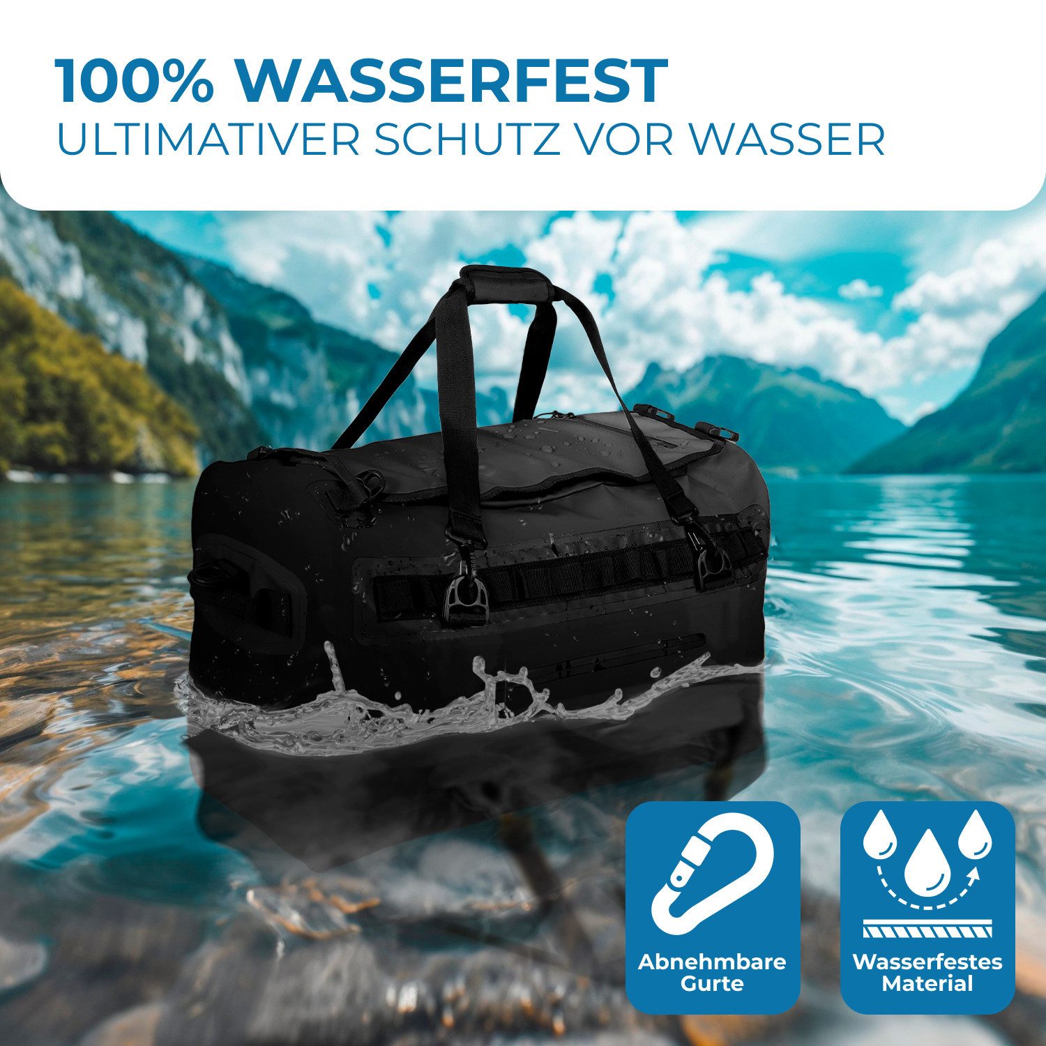 Styngard Reisetasche Hamburg, mit Rucksackfunktion - Wasserfester Seesack mit Rucksackfunktion