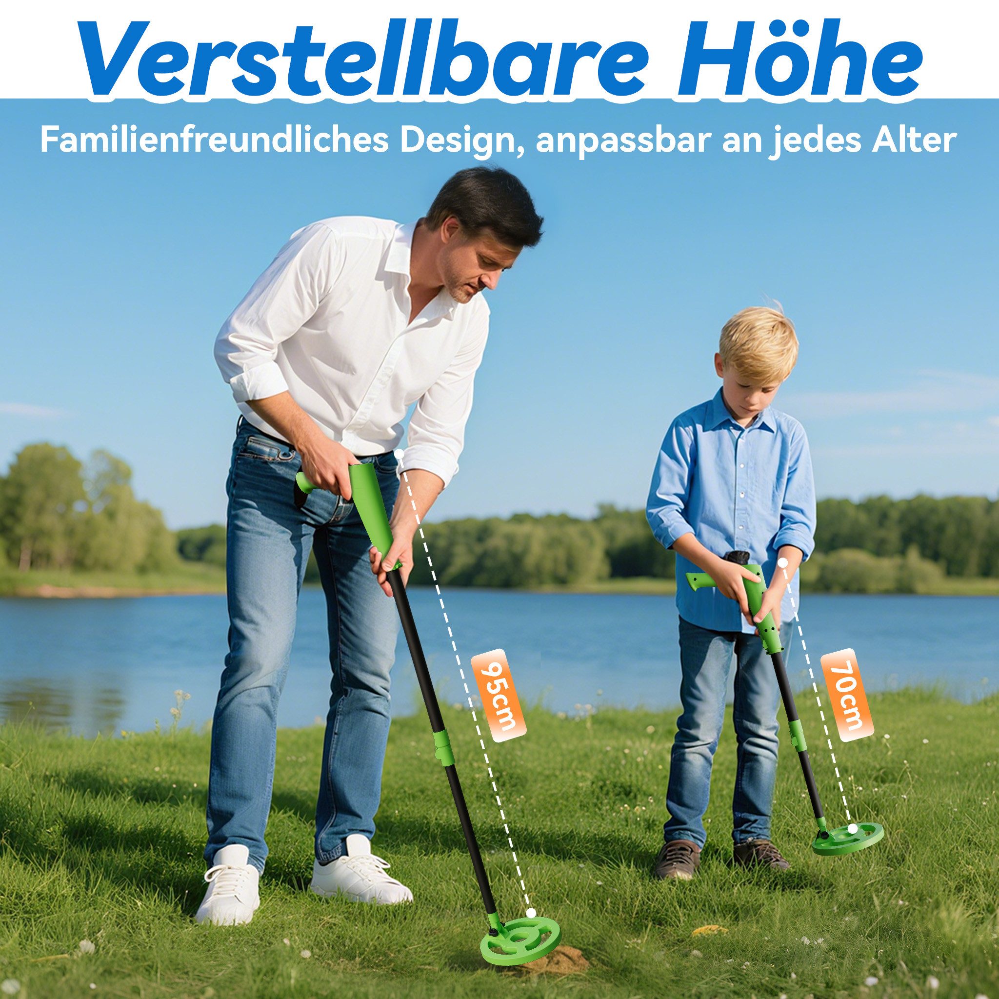 FIVMEN Metalldetektor Kinderdetektor Einstellbar für Kinder, Grün/Orange/Rot