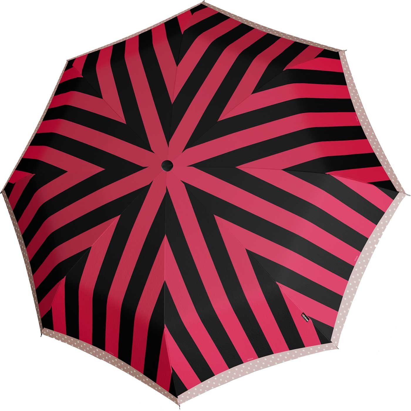 Knirps® Taschenregenschirm für Automatikschirm schwarz-rot Duomatic UV-Schutz Handtasche Iguacu, die - kleiner T.100 Auf-Zu-Automatik