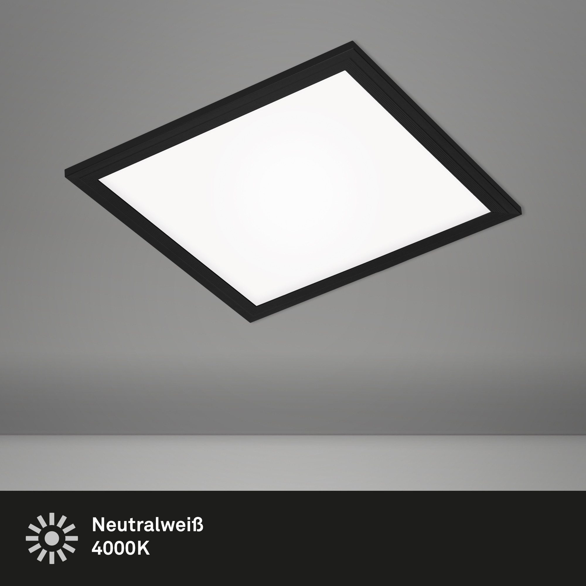 Briloner Leuchten Deckenleuchte LED Deckenlampe Extra-Warmweiß Wohnzimmer Schlafzimmer, LED fest integriert, 2700K - Extra - Warmweiß, Deckenlampe, 29,5x29,5x5,5cm, Schwarz, 12W, Wohnzimmer, Schlafzimmer