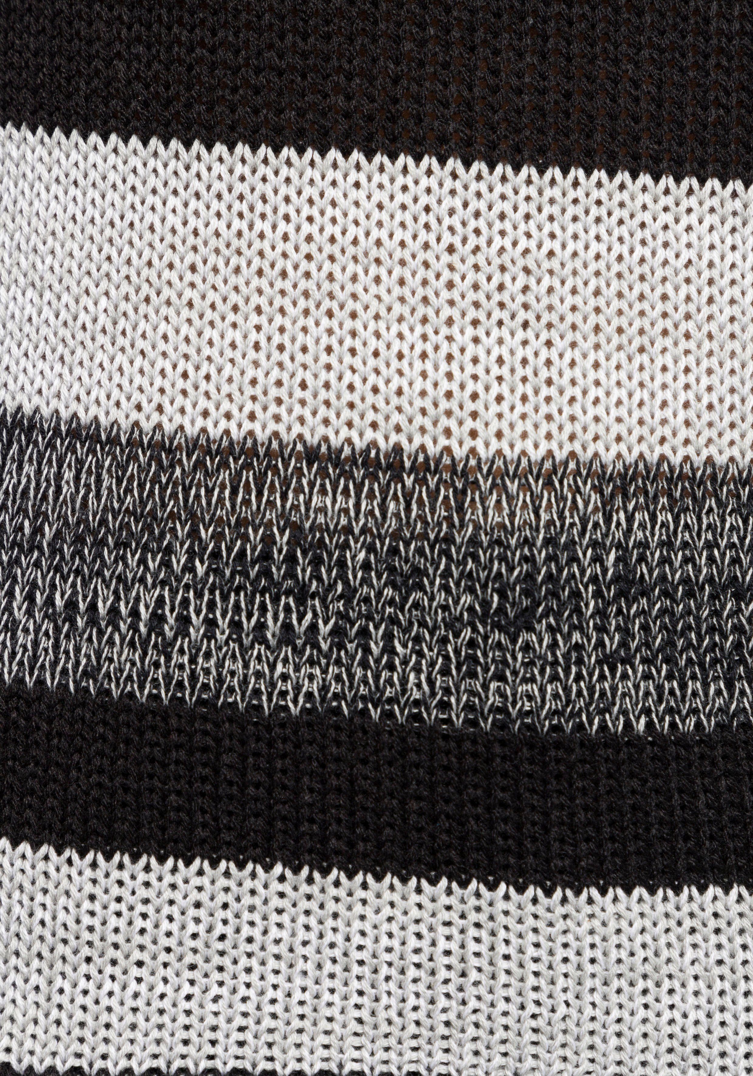 Streifen Dessin AJC (Pullover nachhaltigem aus tollen Material) Streifenpullover schwarz im