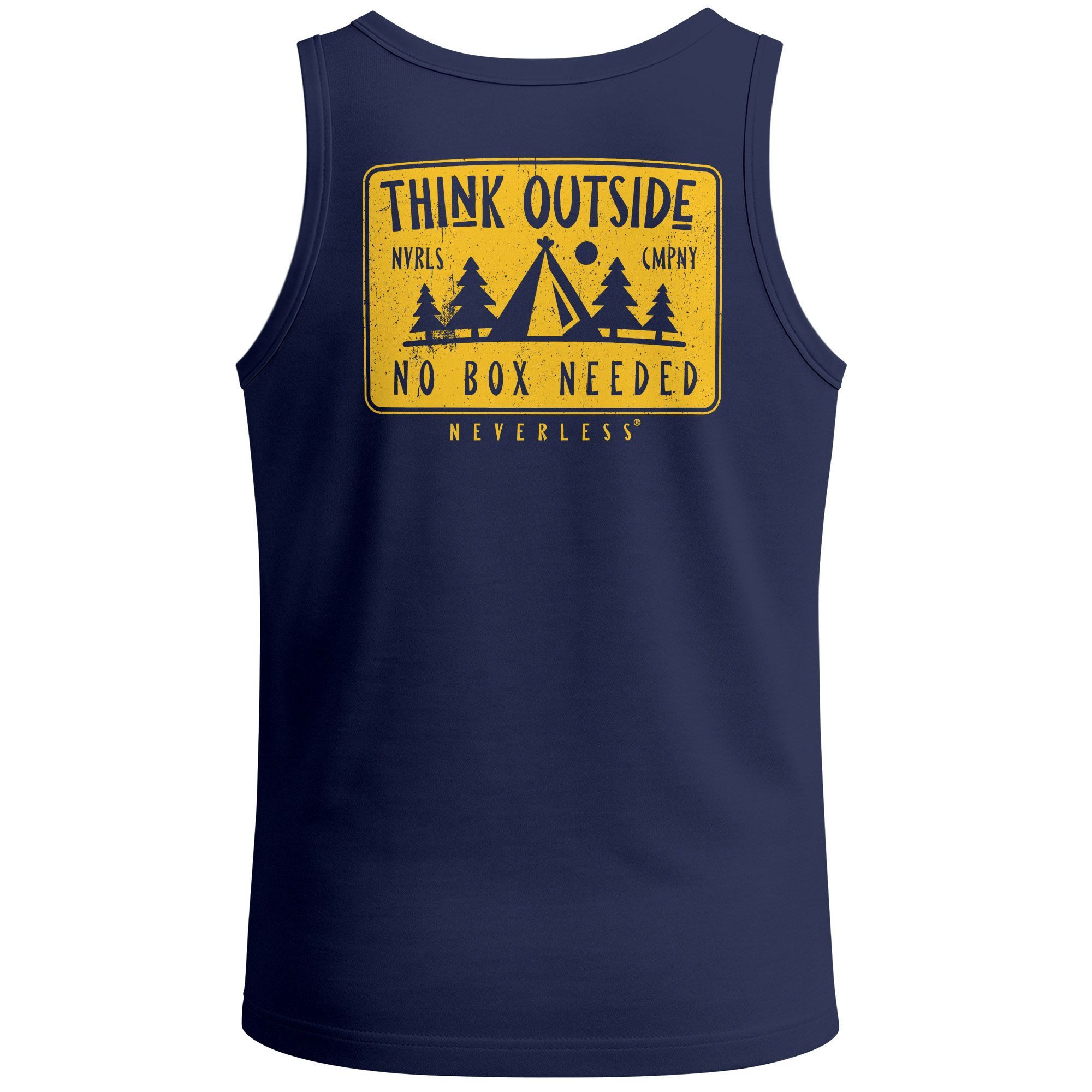 Tanktop Herren Tank-Top Backprint Think Outside – Muskelshirt mit Camping