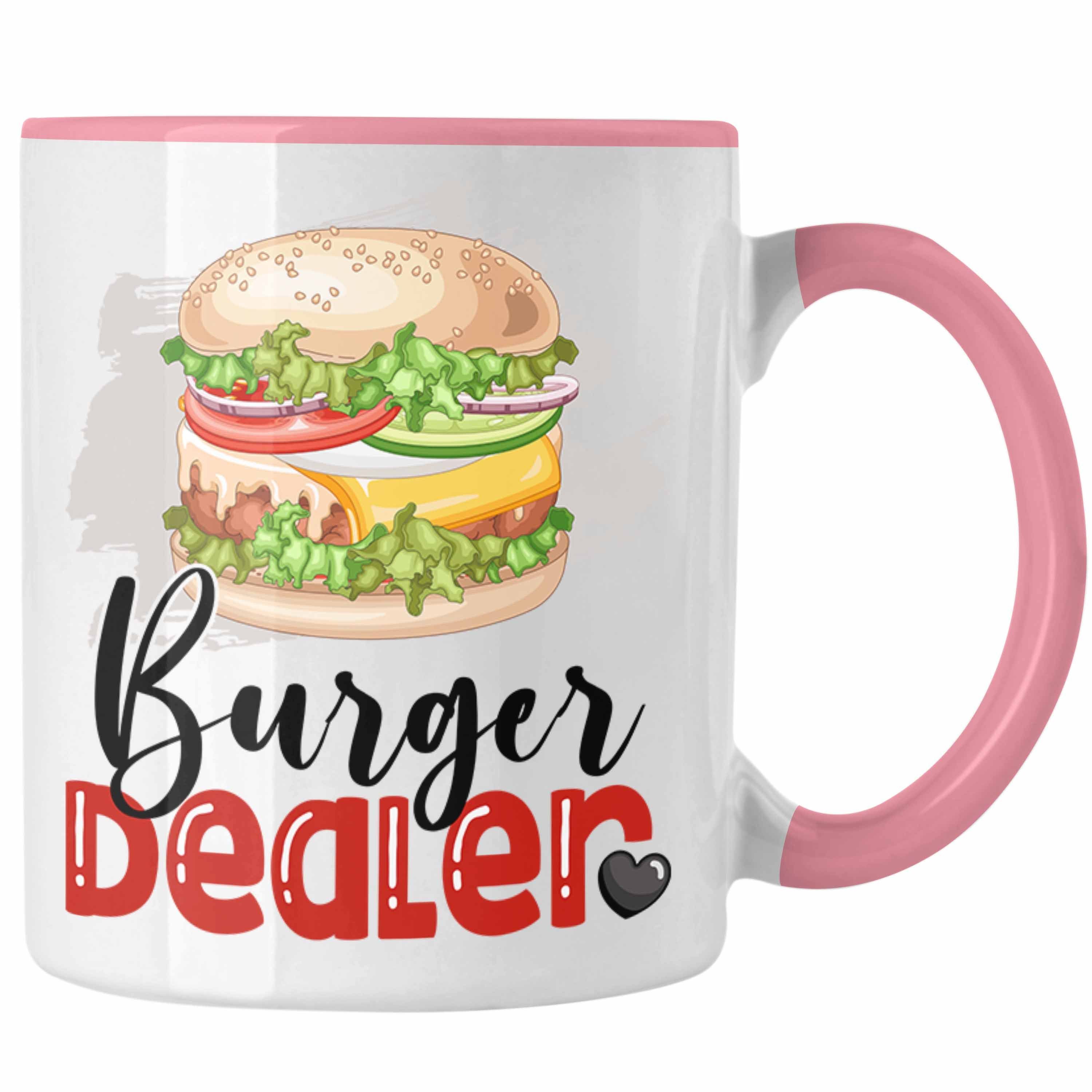 Trendation Tasse Burger Dealer Tasse Geschenk für Besten Burgerverkäufer Geburtstag Spr Rosa