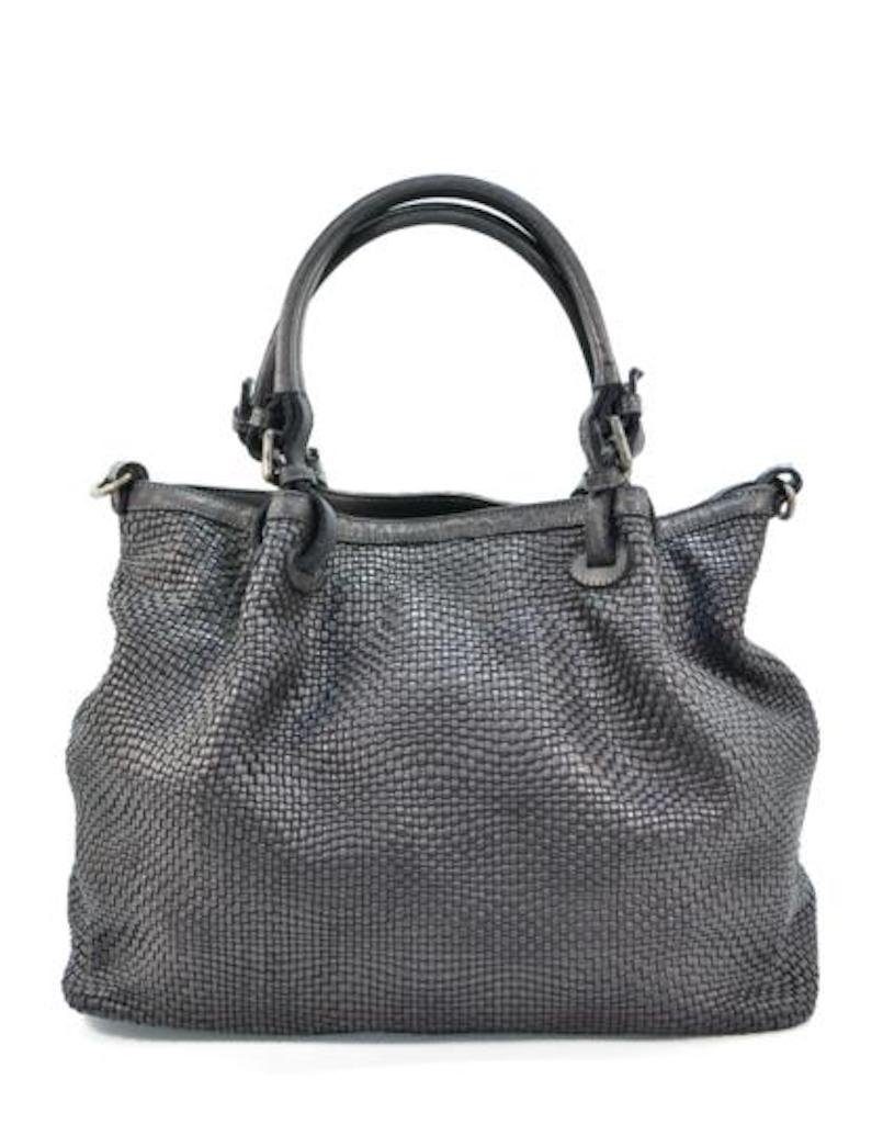 BZNA Shopper Ruth Designer Handtasche Schultertasche Tasche, Gewebtes Leder auf der Vorderseite