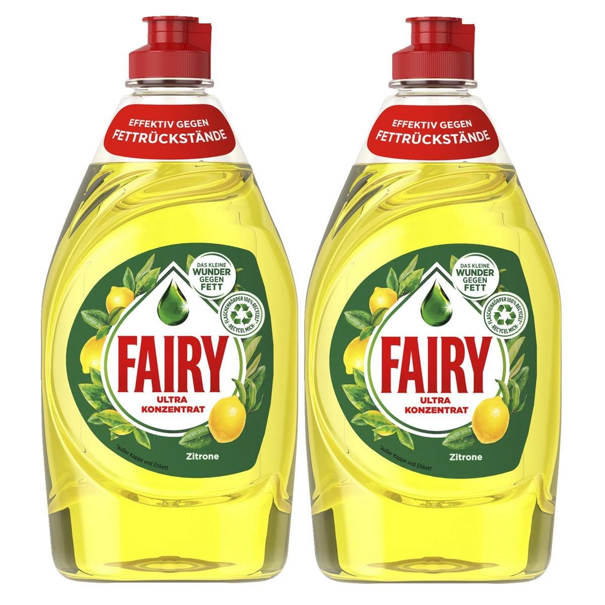 Fairy Fairy Spülmittel Ultra Konzentrat Zitrone 450ml - Gegen Fett (2er Pack Geschirrspülmittel