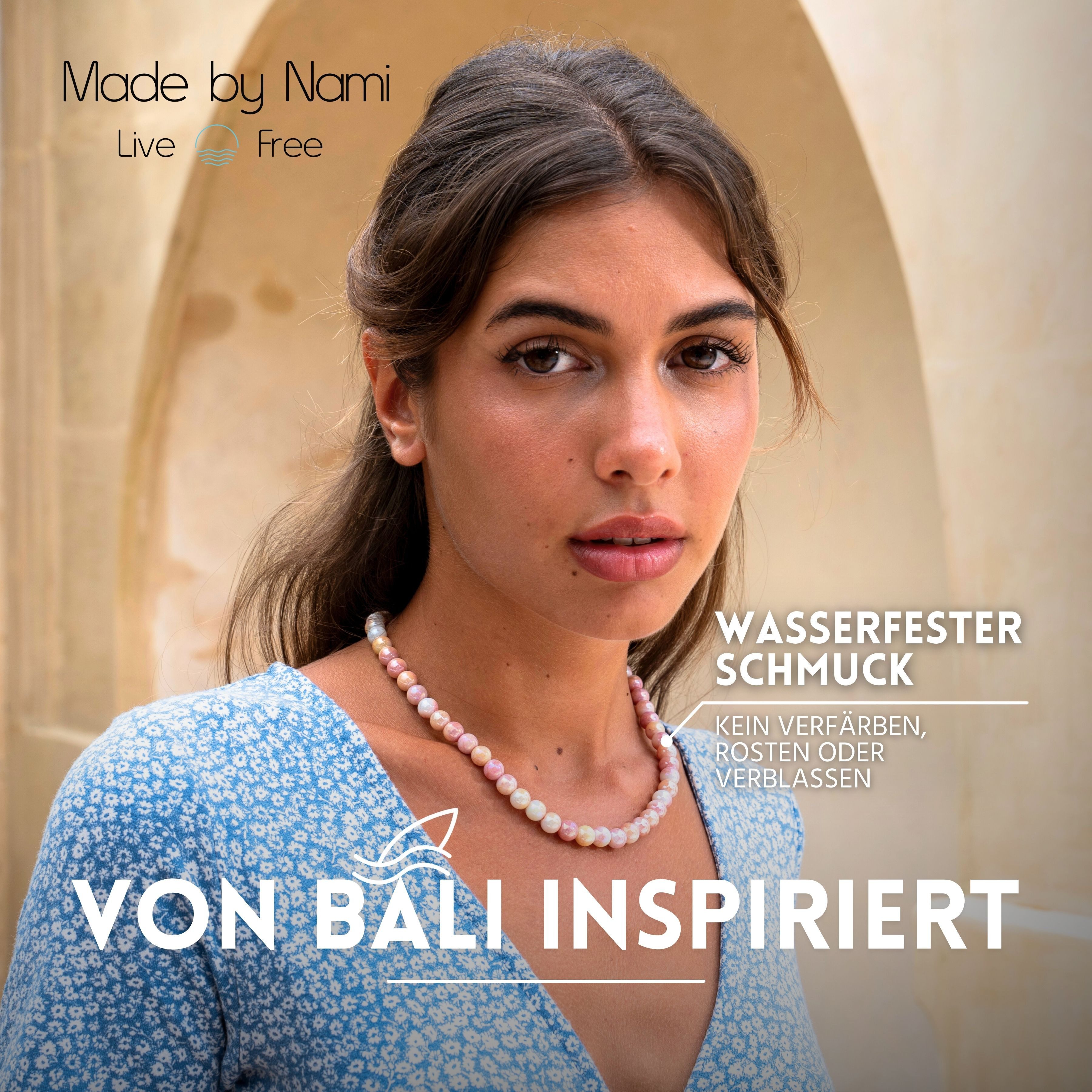 Made by Nami Perlenkette Bunte Perlenkette Damen aus echten Steinen mit Sch günstig online kaufen