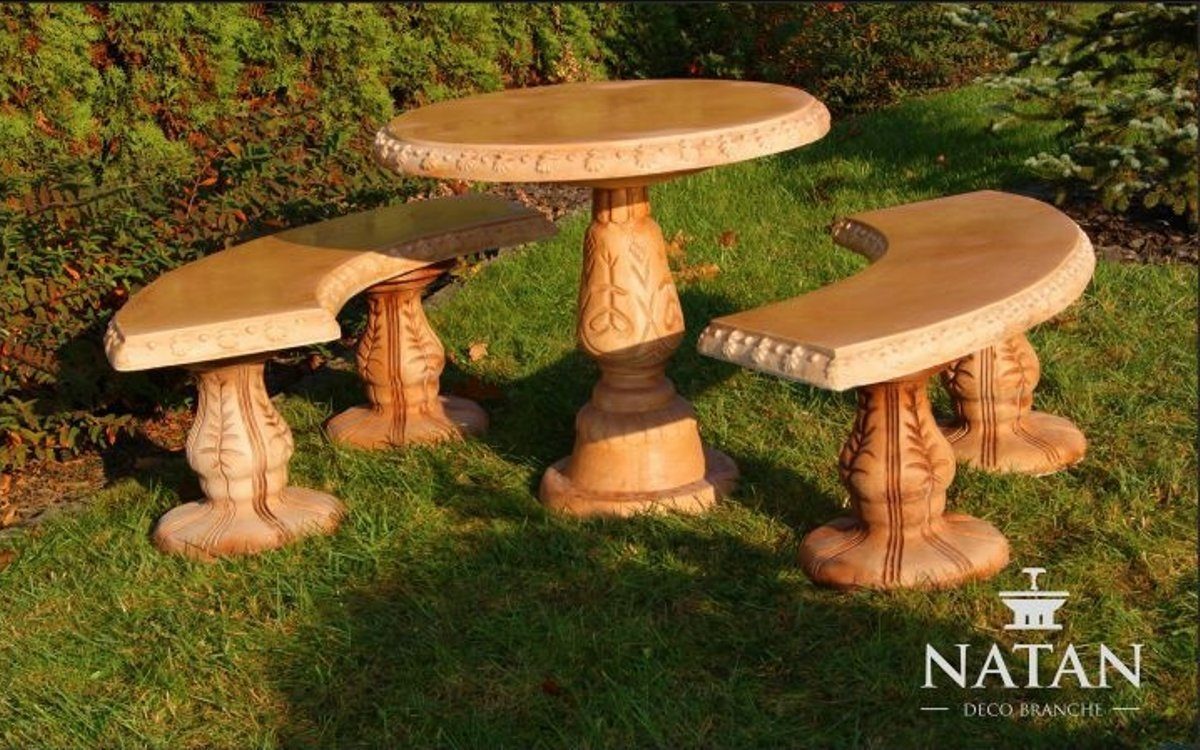 Skulptur Stein Garten Tisch JVmoebel Stil Rund Möbel Römischer Tische Terrassen