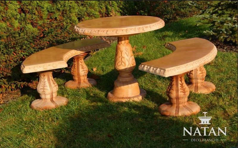 JVmoebel Skulptur Römischer Stil Garten Tische Stein Tisch Rund Terrassen Möbel
