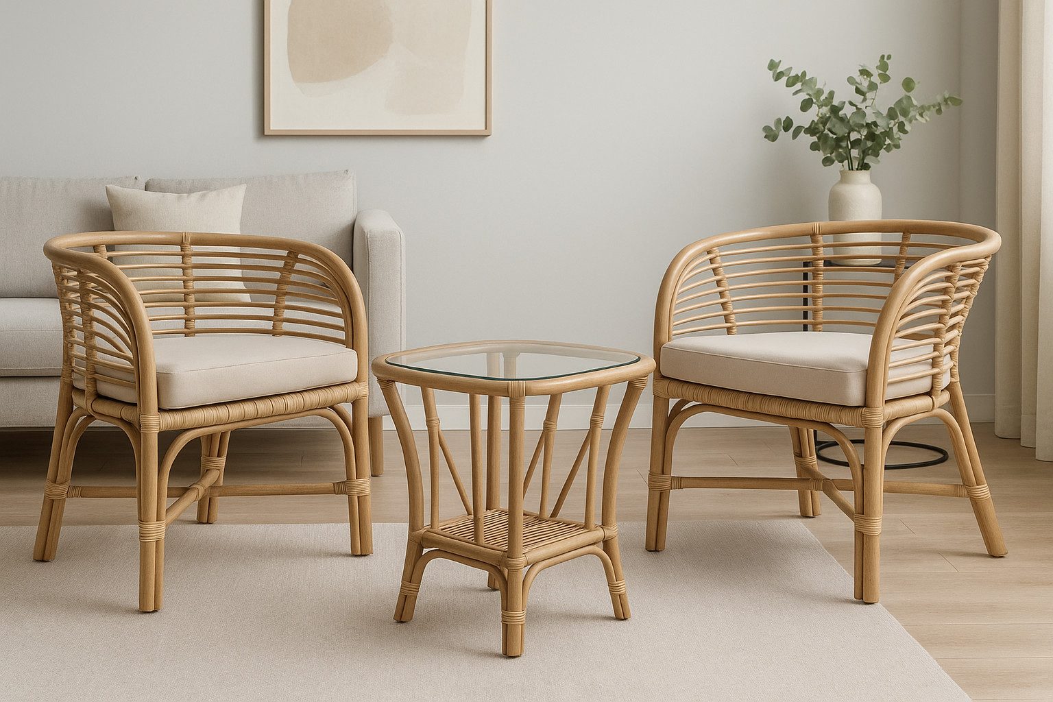 moebel-direkt-online Sitzgruppe Rattansitzgruppe 3tlg., bestehend aus zwei Sessel und einen Tisch, (Spar-Set, 3tlg. Set)