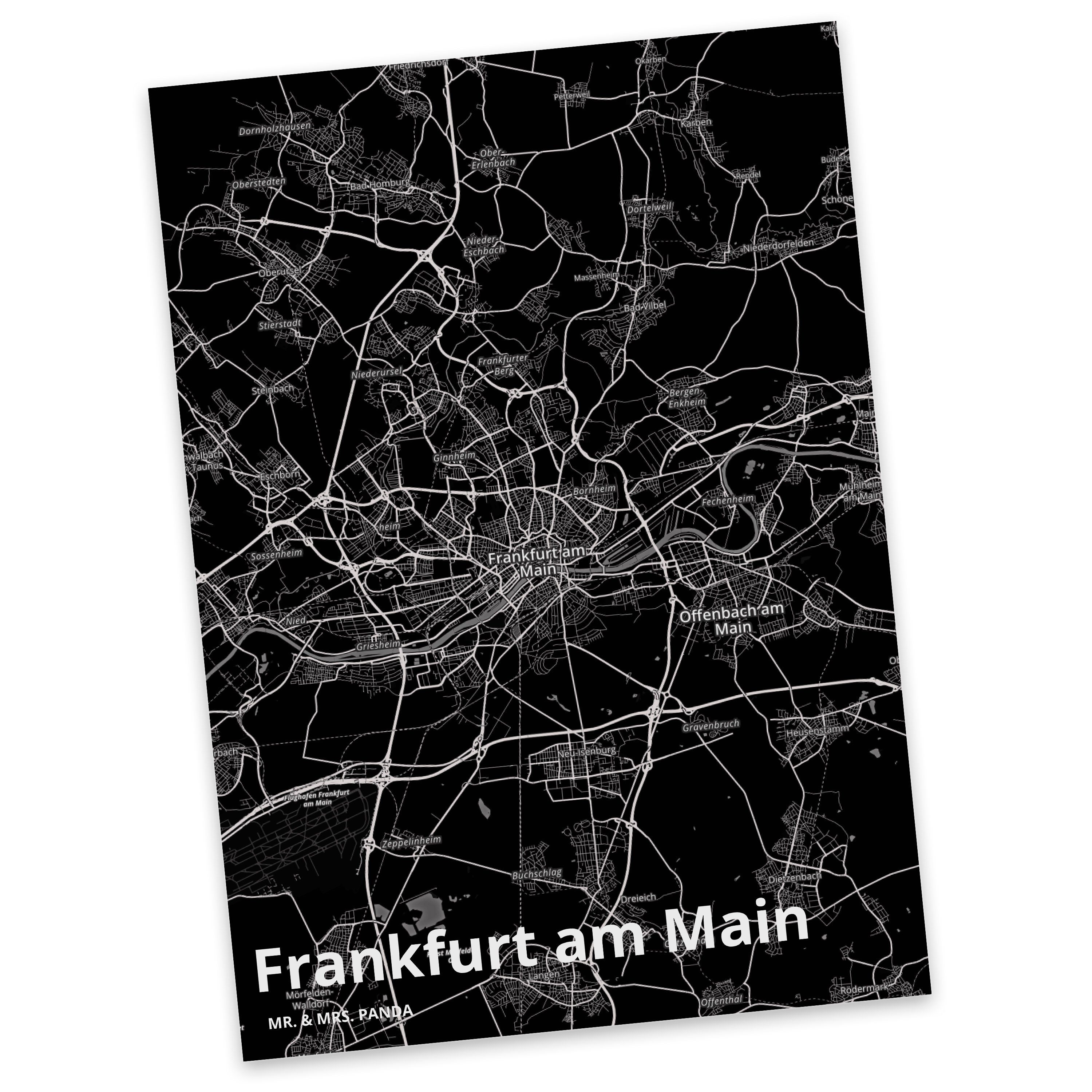 Frankfurt Geschenk, - Mr. Mrs. am & Stadt Karte Dorf Main Dankeskarte, Panda Postkarte Landkarte