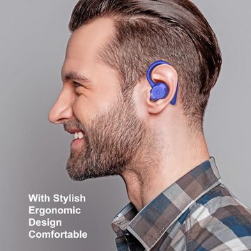 COMISO Kabellos Bluetooth 5.0, Stereo Tiefbass, Lautstärkeregler Sport In-Ear-Kopfhörer (Freisprechfunktion und Geräuschunterdrückung für klare Anrufe unterwegs., mit HD Mikrofon für Laufen Radfahren Gaming Arbeit IPX7 Wasserdicht)
