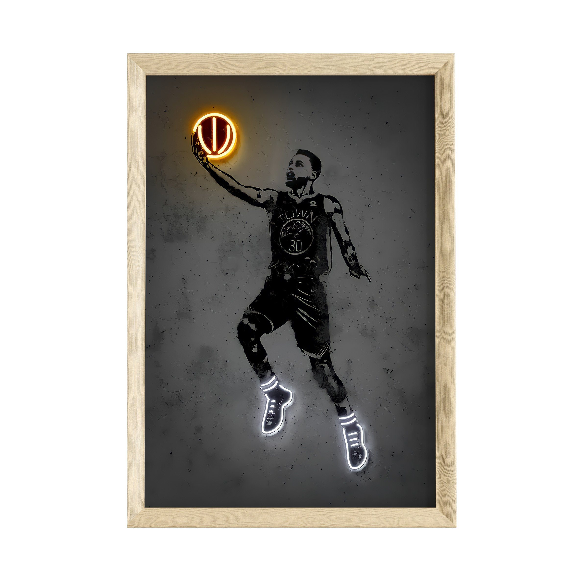 JUSTGOODMOOD Poster Premium ® Basketball Poster · Neon Effekt · ohne Rahmen günstig online kaufen