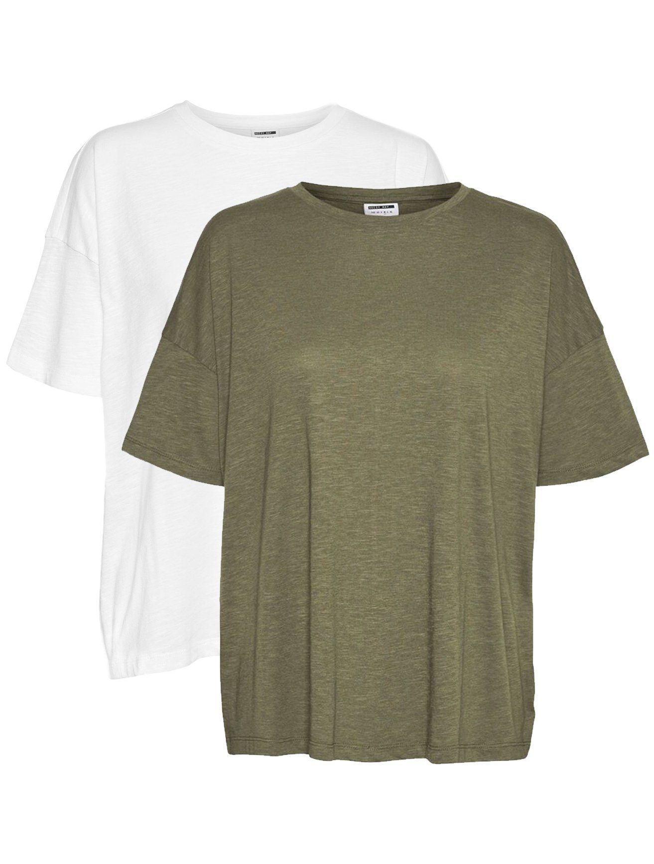 Noisy may T-Shirt Oversized T-Shirt Set (2-tlg) in NMMATHILDE Basic 2-er 4182 Stück Pack Weiß-Grün