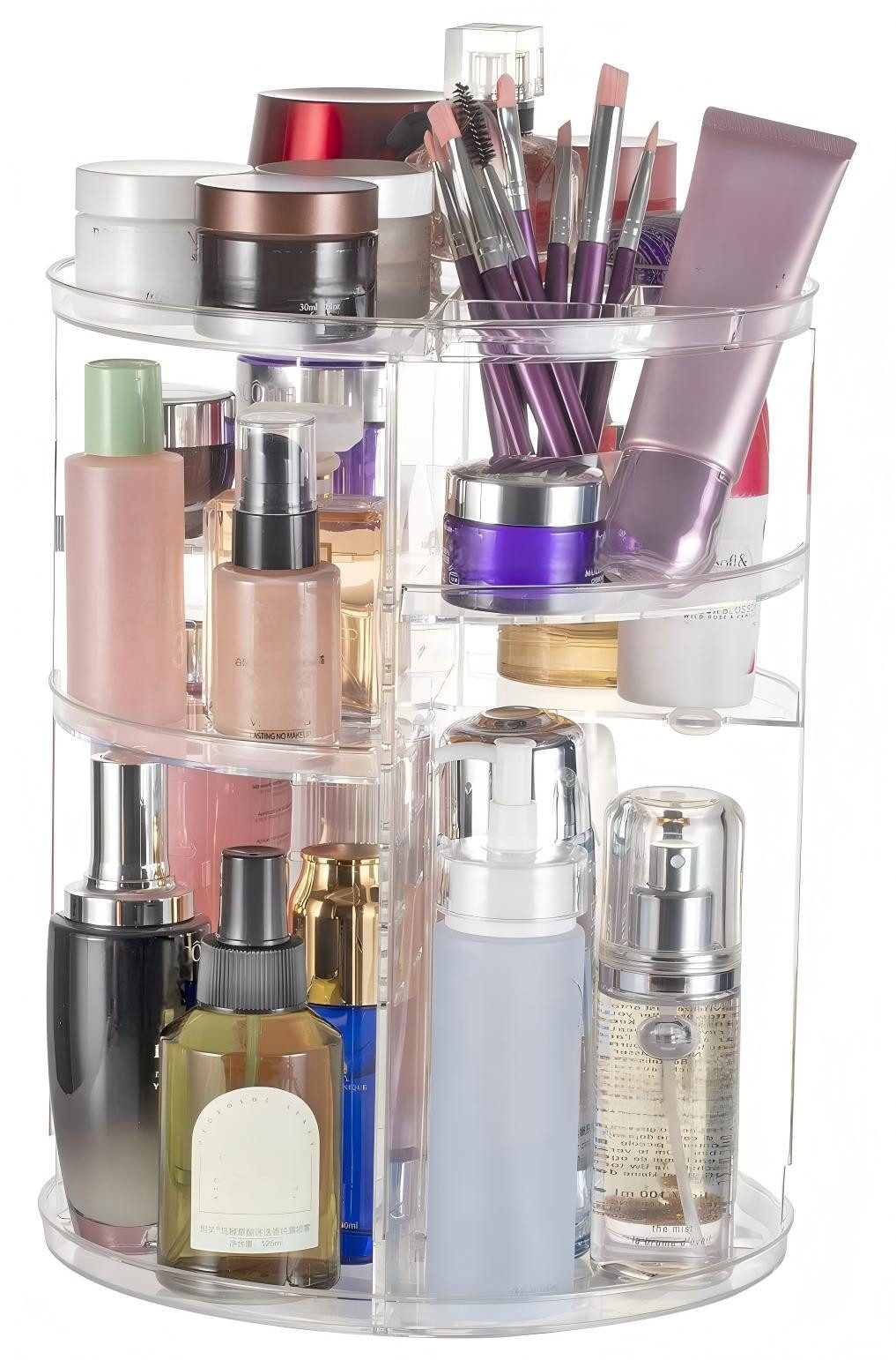 SURFOU Badorganizer Drehbarer Make up organizer schminktisch organizer kosmetik organizer (parfüm organizer, make up organizer drehbar, Richtige Größe, 1 St., 360° drehbarer make up organizer skincare organizer), Verstellbare Tabletts, endlose Rotation, schnelle Montage