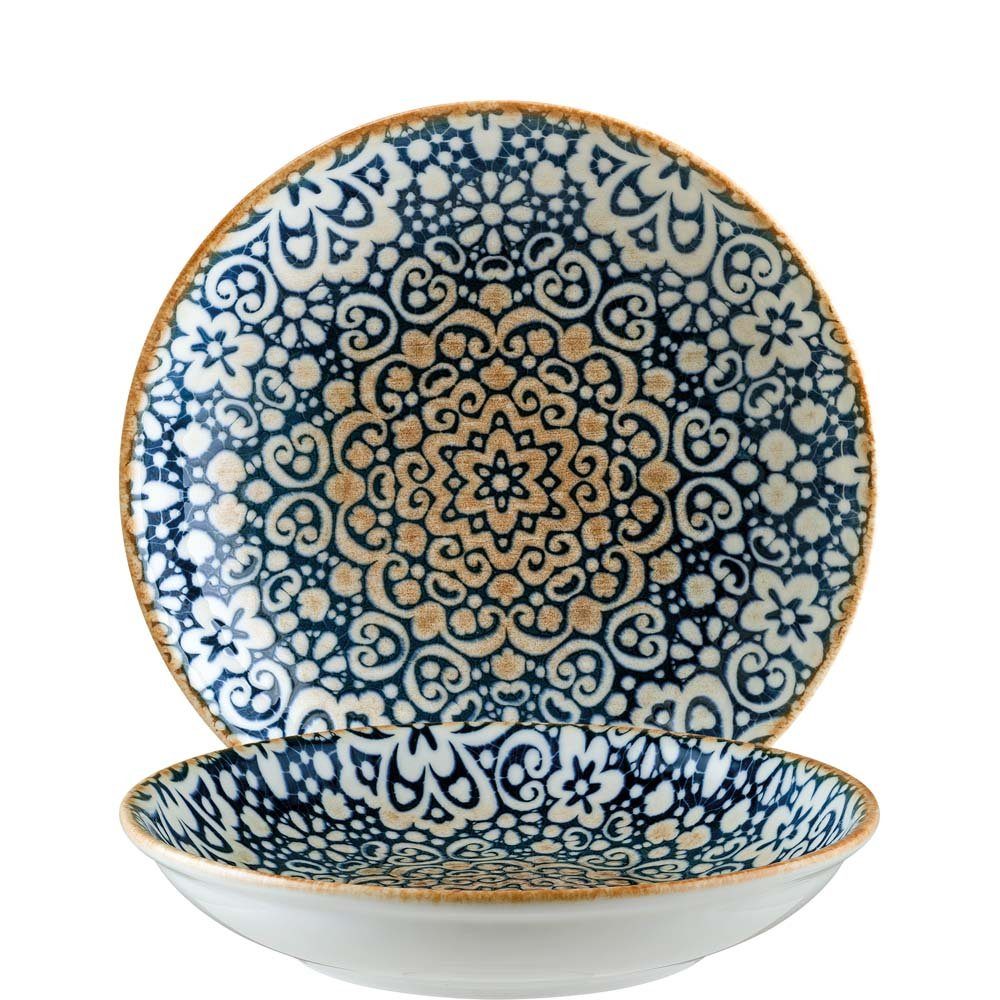 Bonna Suppenteller Alhambra, Gourmet Teller tief 20cm 500ml Premium Porzellan Blau 1 Stück