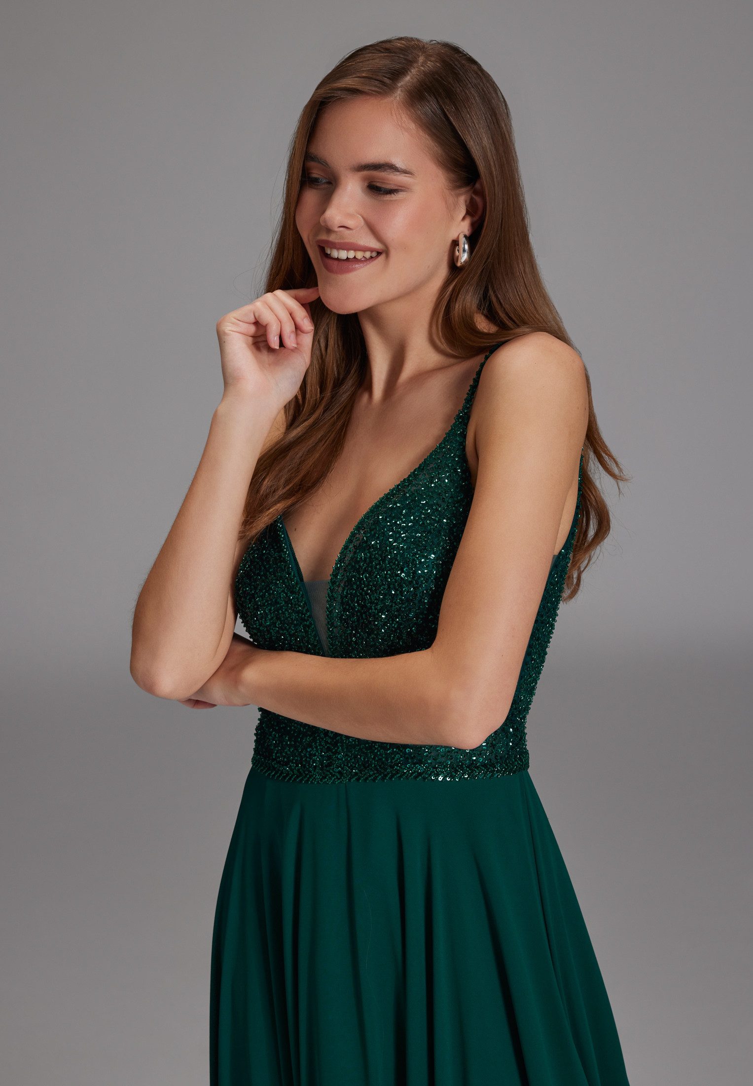 Hey Kyla Abendkleid - Abendkleid aus Materialmix Taillierter Schnitt mit ausgestelltem Rockteil