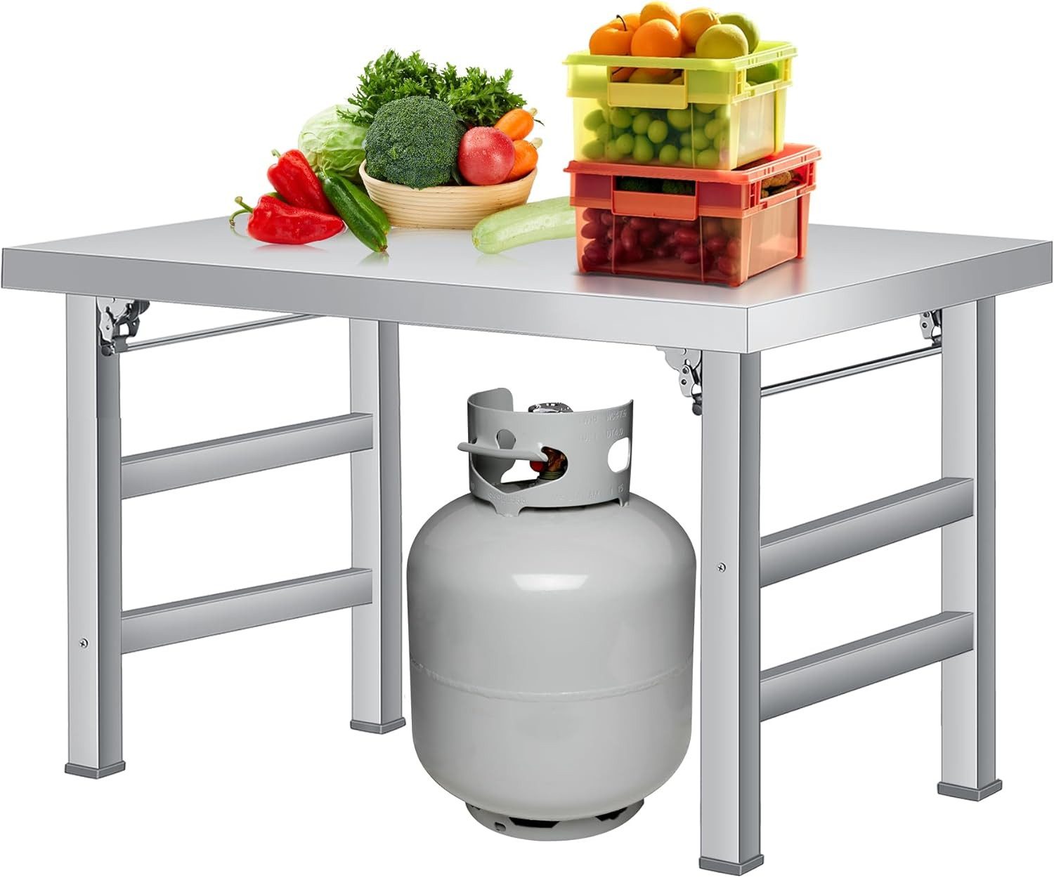 GarveeMore Arbeitstisch Klappbarer,Gewerblicher Edelstahltisch für Küche,Restaurant,Outdoor, 91.5x61x70cm