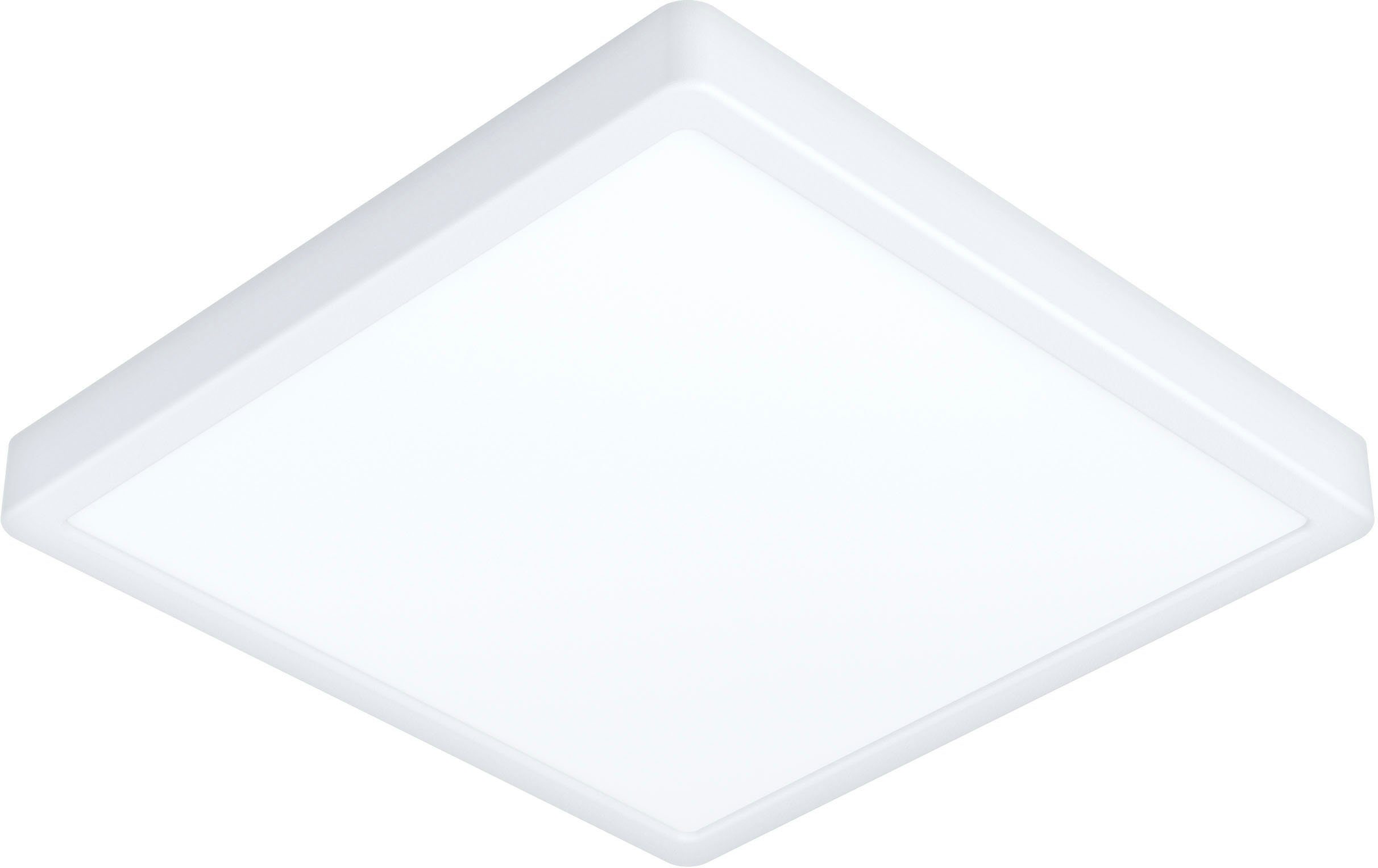 EGLO Deckenleuchte FUEVA 5 Deckenlampe, IP44, geringe Aufbauhöhe, 20 Watt, Quadrat, LED fest integriert, Neutralweiß, Aufbauleuchte, Badezimmer, Bad-Deckenlampe, modern, 28,5x28,5x2,8cm