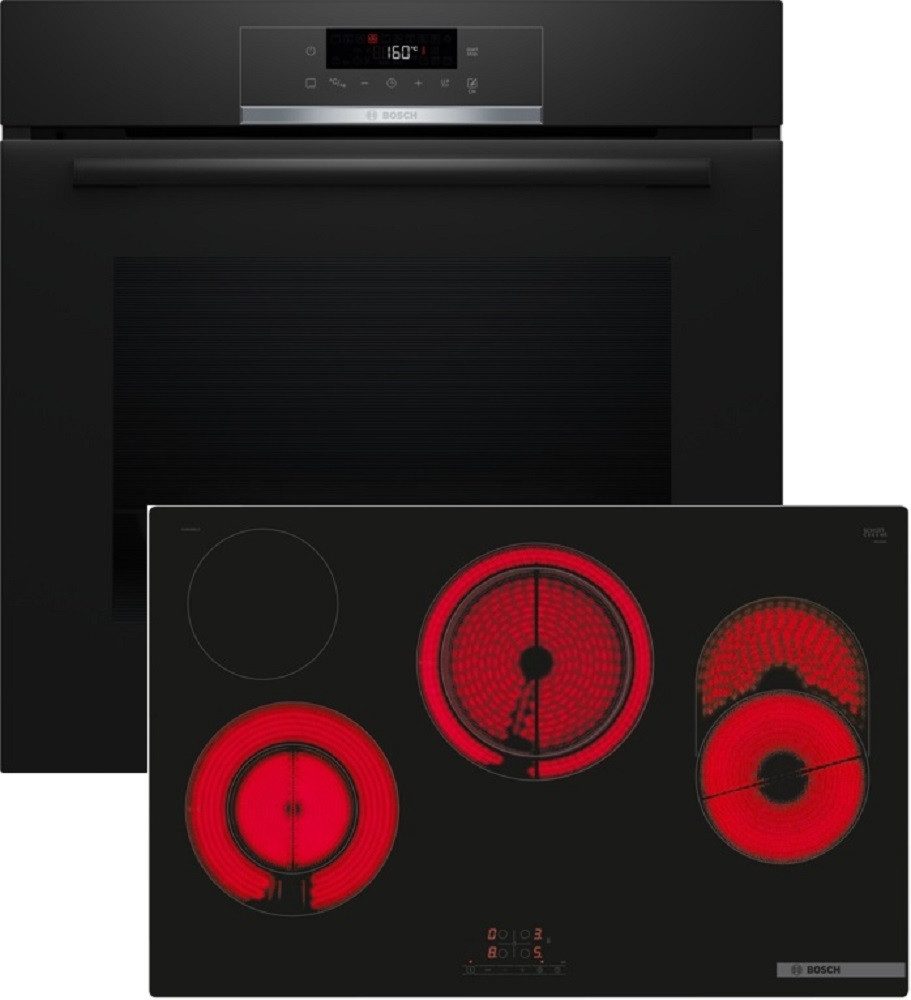 BOSCH Backofen-Set 4 HBA571BB3 + PKH811BB1D, mit nachrüstbar, AutoPilot, Halogen-Innenbeleuchtung