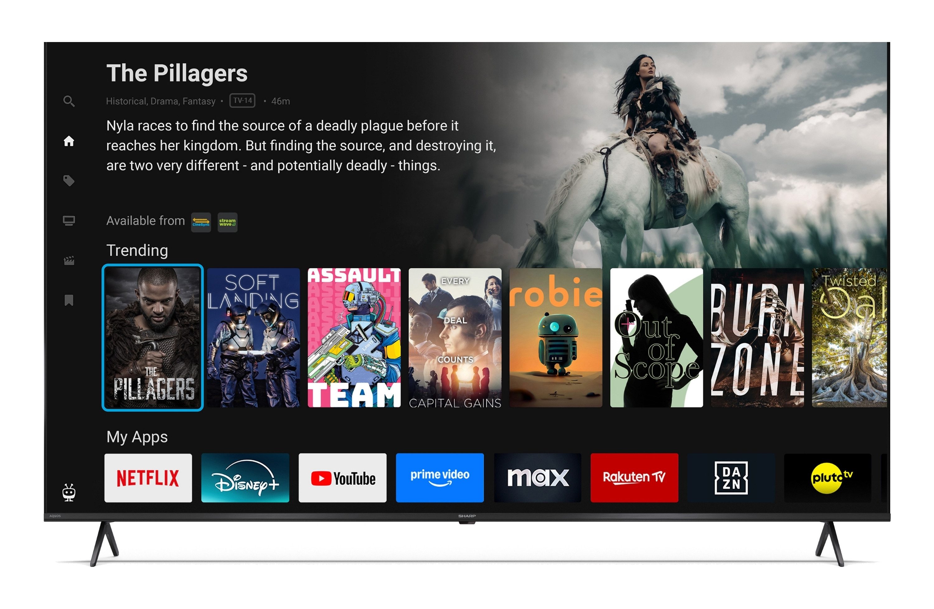 Sharp 65HM5745E QLED-Fernseher (164 cm/65 Zoll, 4K Ultra HD, Smart TV powered by TiVo, Smart TV by TiVo, HDR Dolby Vision & Atmos, Triple-Tuner)