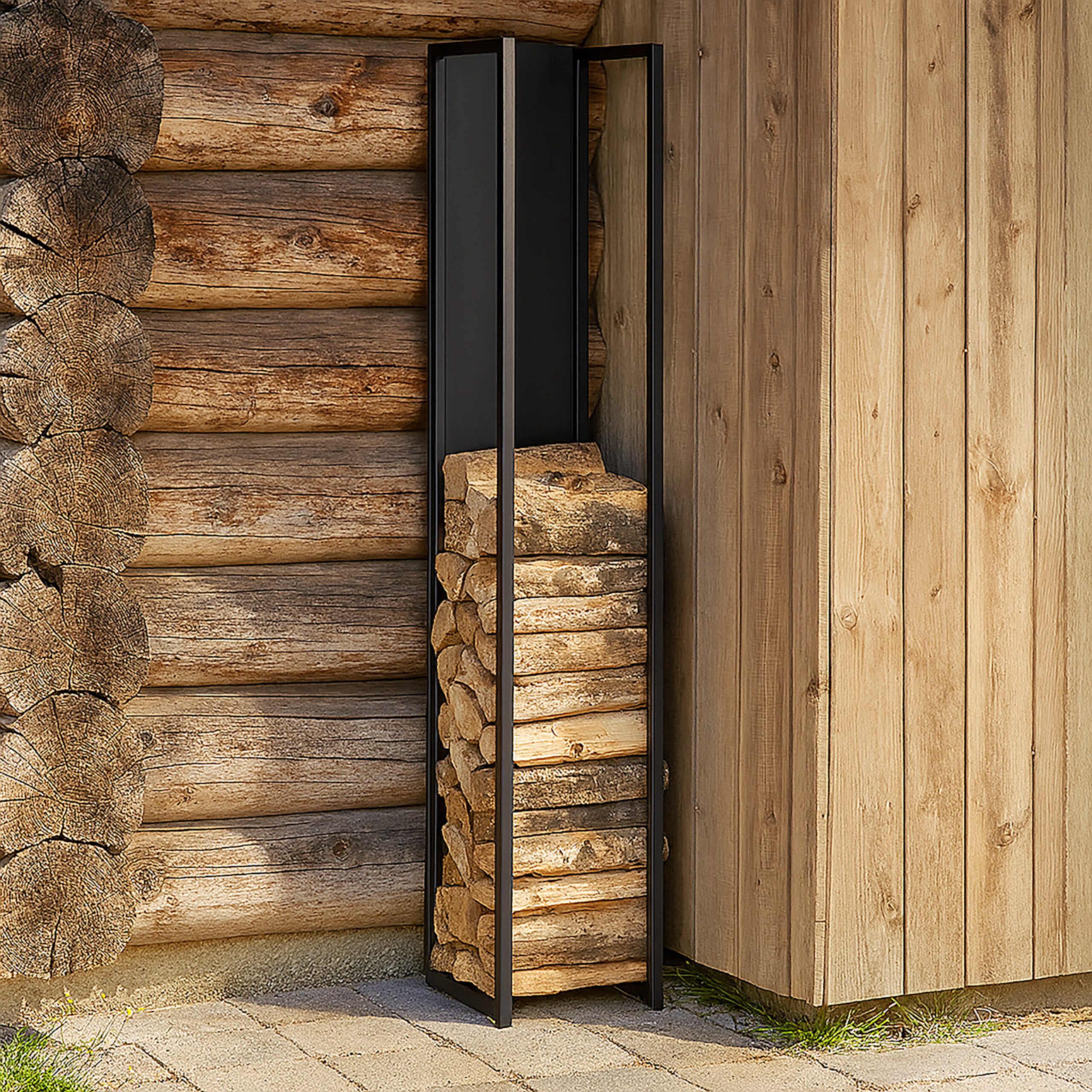 relaxdays Kaminholzregal Hohes Kaminholzregal mit Rückwand, BxTxH:23.5x30x1 günstig online kaufen