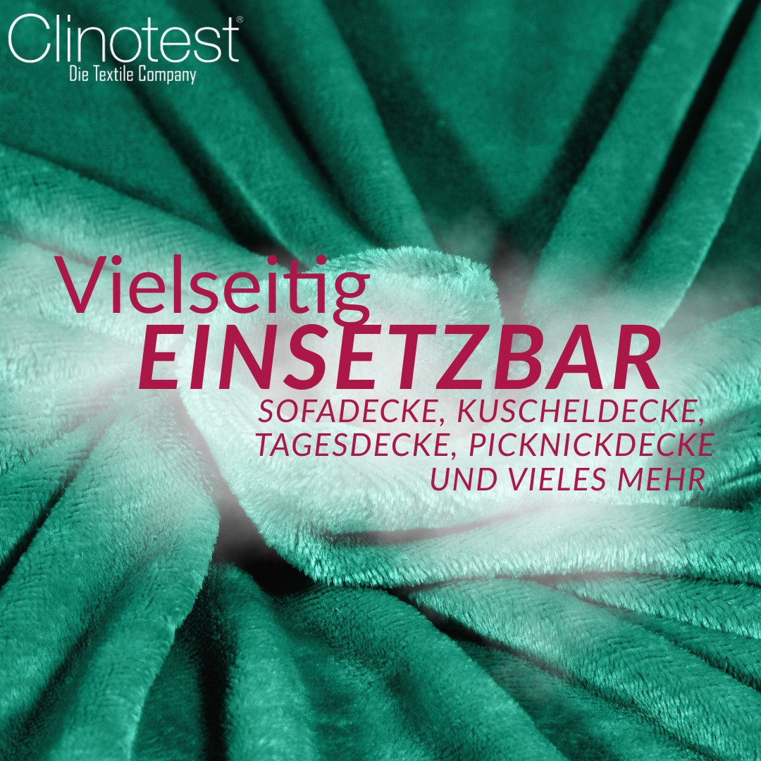 Wohndecke Kuscheldecke aus 100% Polyester, 150x220 cm, Clinotest, Kochfest ohne Einlaufen oder Fusseln, auch als Sofadecke & Tagesdecke