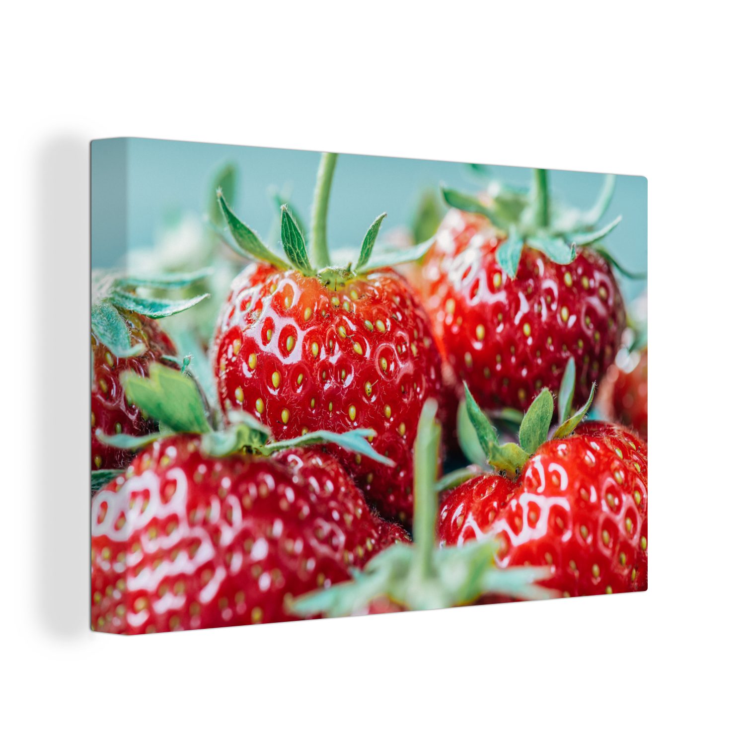 OneMillionCanvasses® Leinwandbild Erdbeere - Stängel - Grün, (1 St), Wandbild Leinwandbilder, Aufhängefertig, Wanddeko, 30x20 cm
