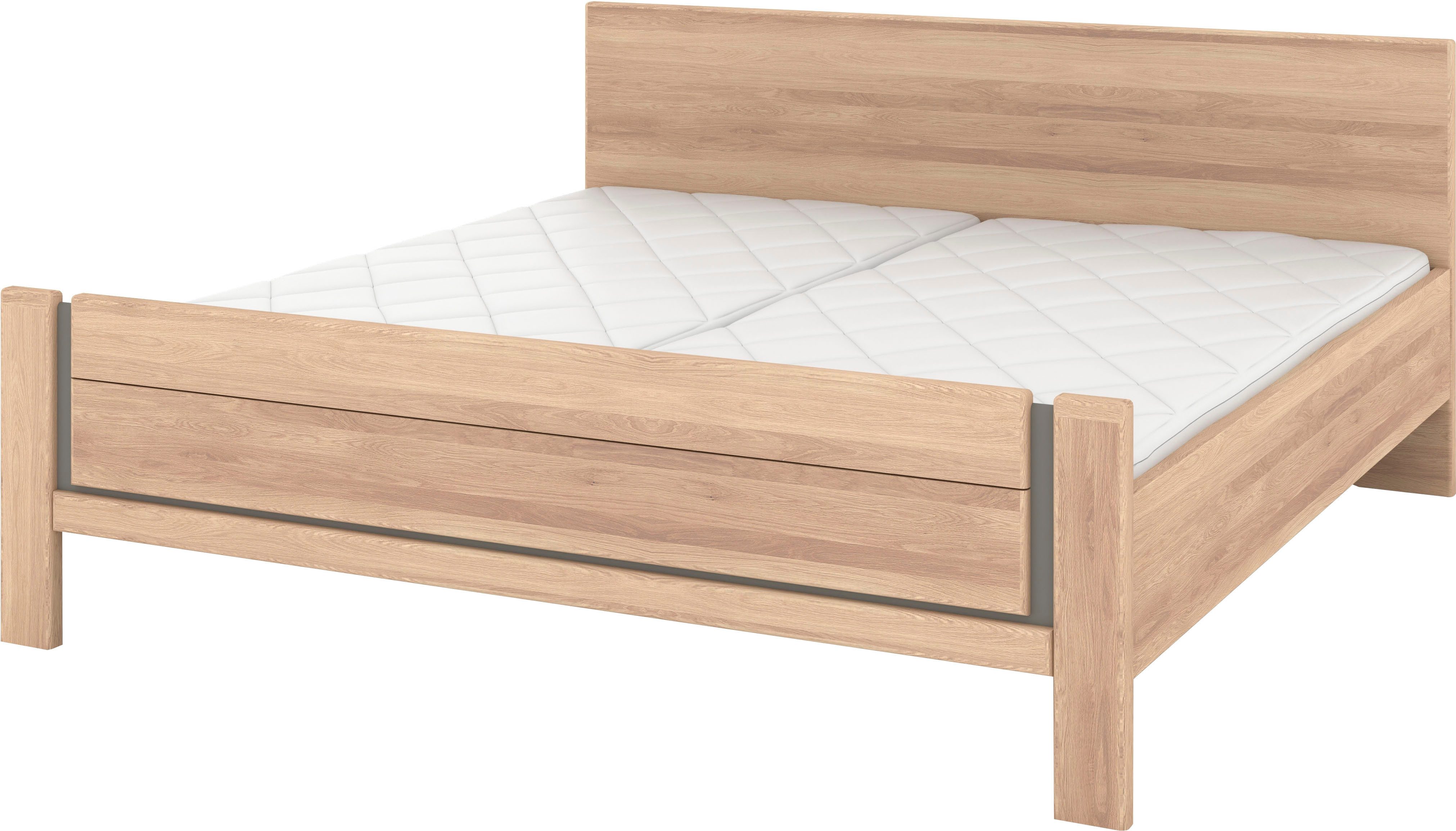 Musterring Holzbett Sorrent, Bettgestell, Bettrahmen, teilmassiv Eiche (MADE IN GERMANY), Eiche teilmassiv, Liegehöhenverstellung, Stollenfußteil