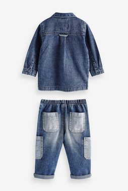 Next Jeanshemd Set mit Denim-Hemdjacke mit Aufnähern (2-tlg)