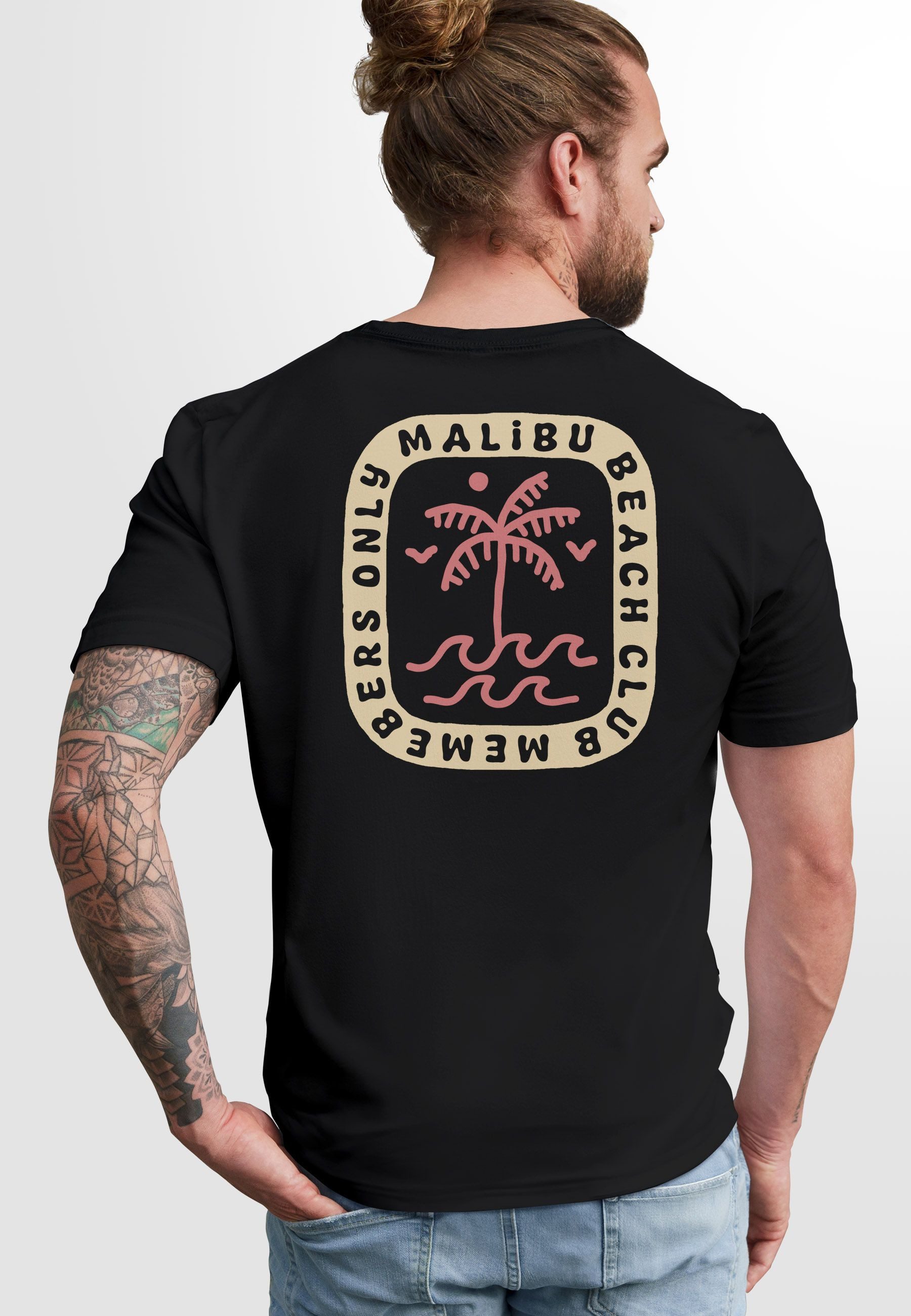 Neverless Print-Shirt Herren T-Shirt Backprint Surfer günstig online kaufen