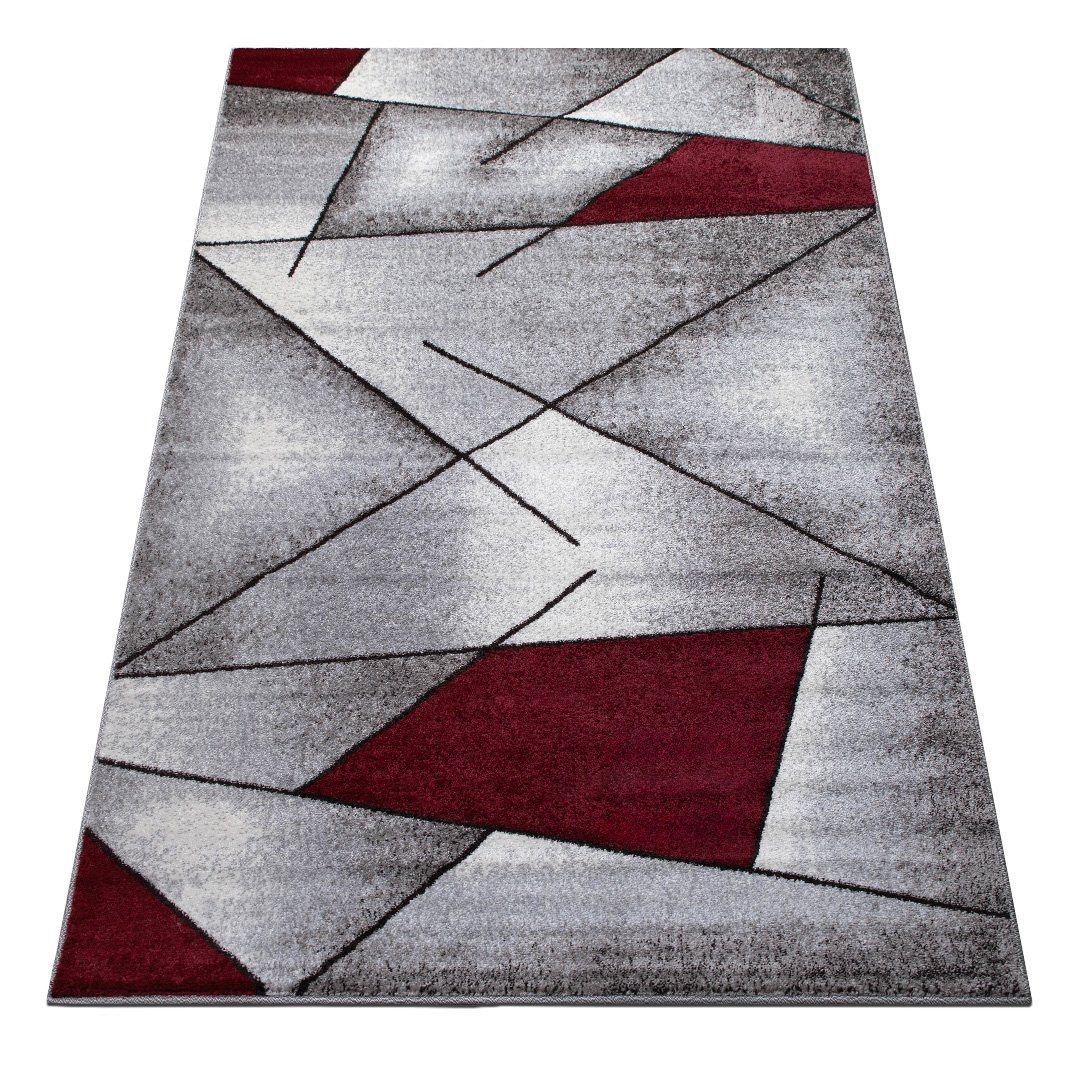 geometrisches Muster, meliert, mm robust Rot Designteppich, rechteckig, & verschiedene modern, Farben, Teppich, oKu-Tex, Höhe meliertes Muster Teppich 11 Design, Wohnzimmerteppich, Wohnzimmer, strapazierfähig, verschiedene