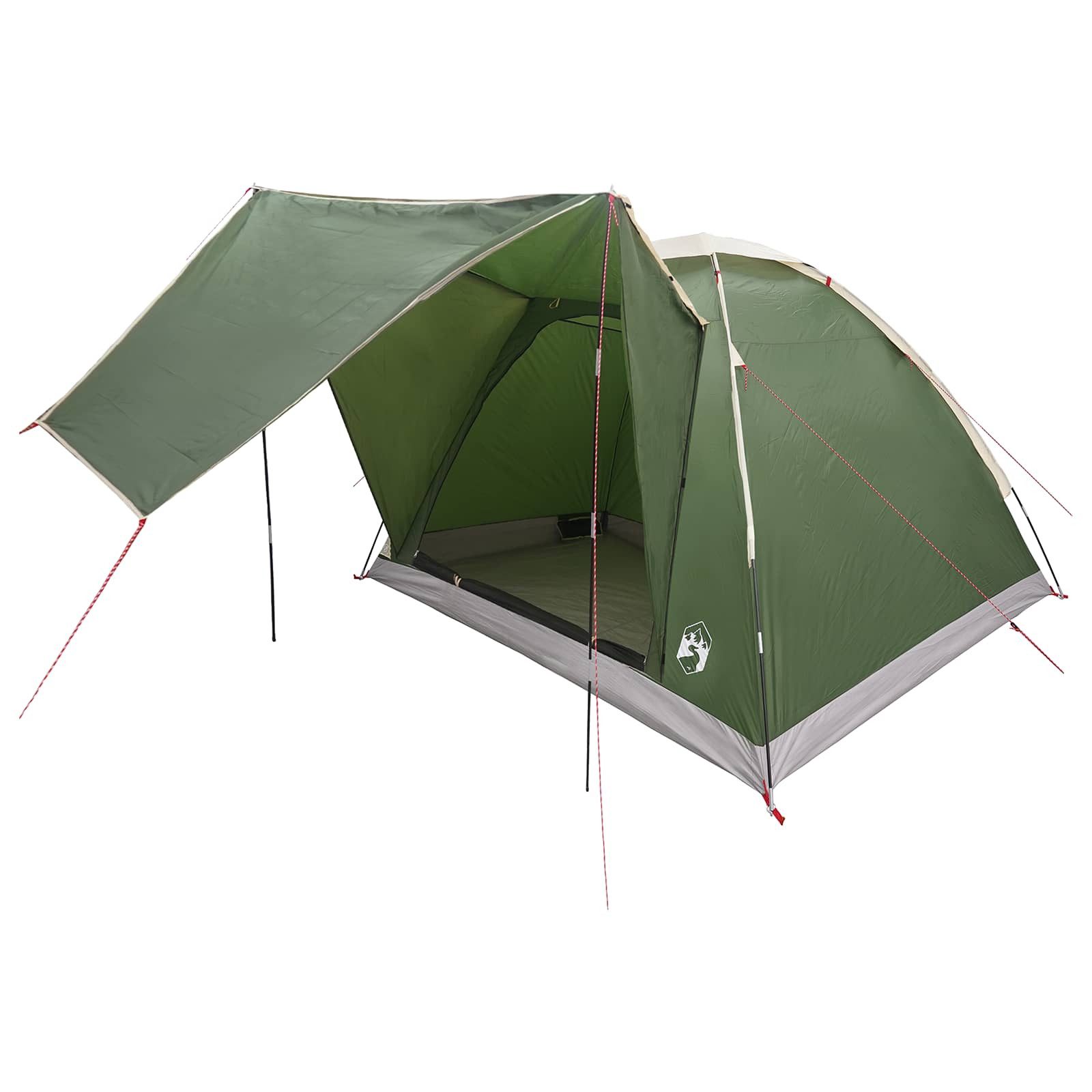 Kuppelzelt Campingzelt mit Dach Grün 4-Personen Polyester und Stahl