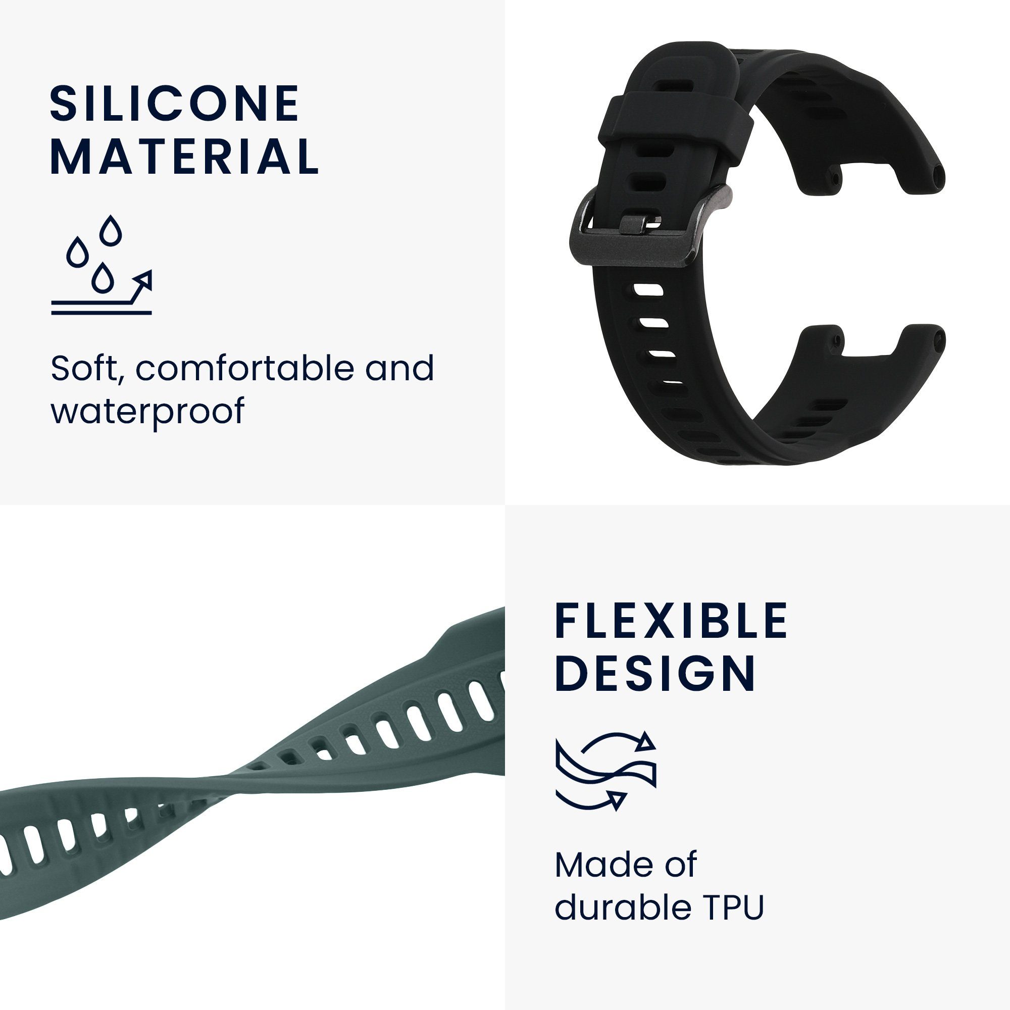kwmobile 2x Uhrenarmband für Huami Amazfit T-Rex / T-Rex Pro Armband Smartwatch, 2-tlg., Fitnesstracker Band Set aus TPU Silikon - Ersatzarmband Smartwatch
