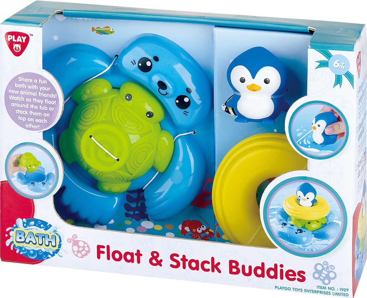 Play Badespielzeug Badetiere Meeresfreunde 4-tlg stapelbar Badewanne Wasser Spielzeug +6M