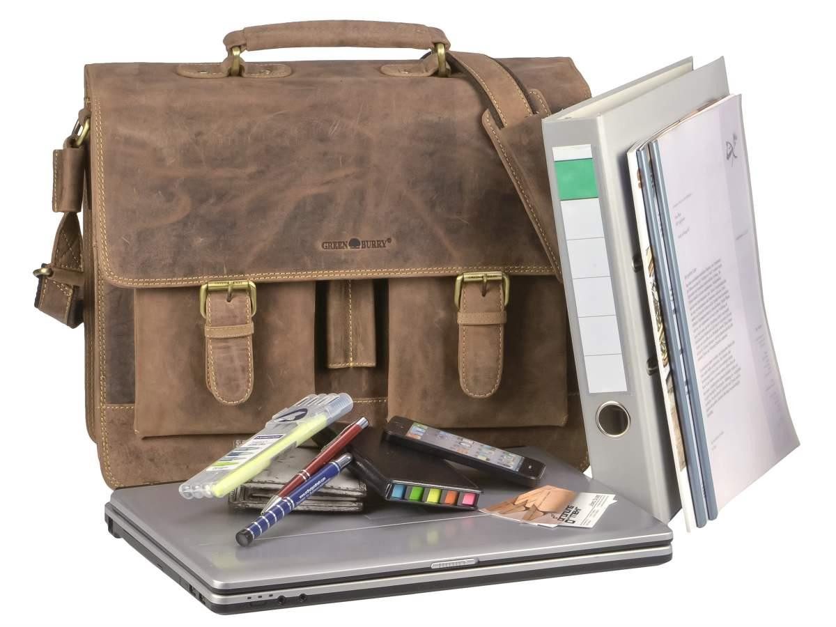 Greenburry Aktentasche Vintage, Businesstasche, Schultasche, für Herren und Damen, mit Notebookfach