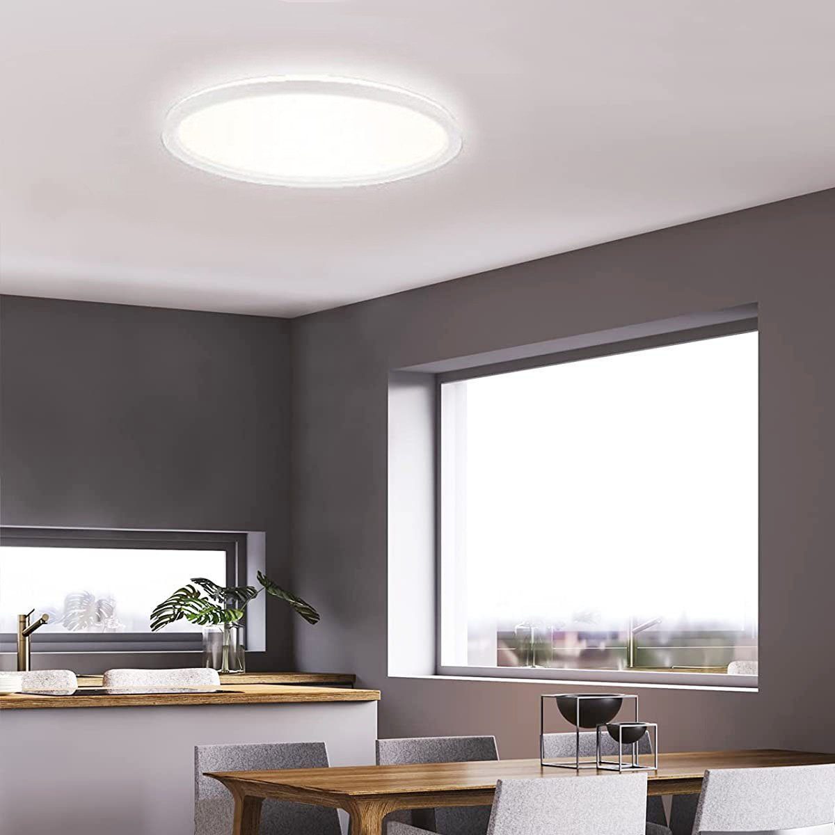 oyajia LED Deckenleuchte 36W Ultra Dünn LED Deckenlampe, Schlicht Weiß Lampe 28cm x4cm Kaltweiß, 36W, LED fest integriert, Kaltweiß, Modern LED Deckenleuchte fü – Bild 3 von 5