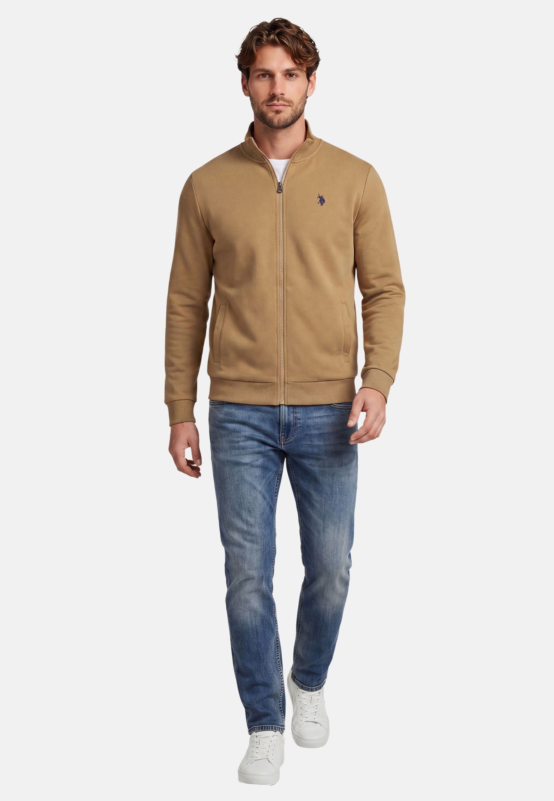 U.S. Polo Assn. Sweatjacke USTheoo – Herren Zip-Jacke mit Stehkragen und Logo-Stickerei Baumwoll-Polyester-Mix, weich, formstabil und mit Eingrifftaschen