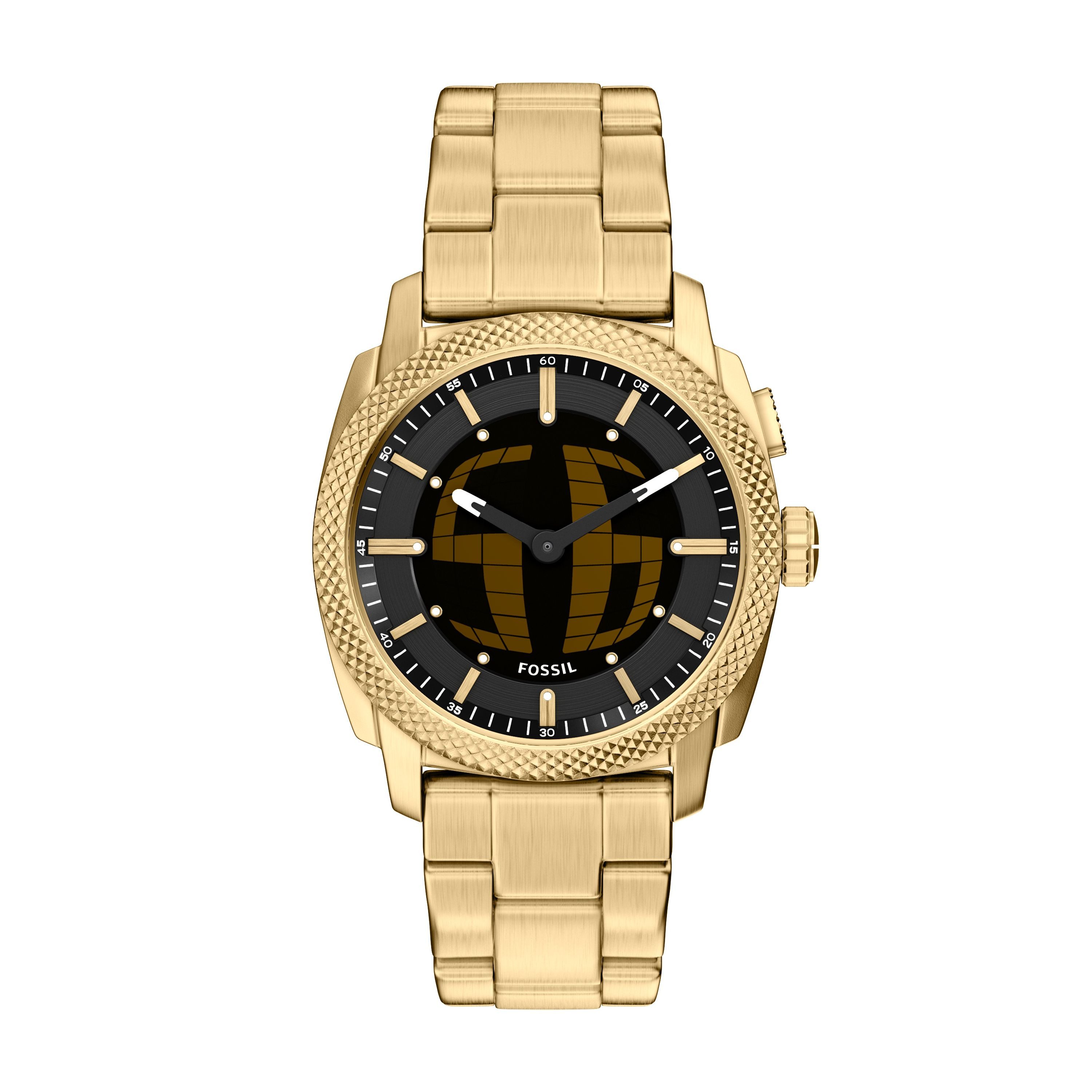 Fossil Quarzuhr Machine - Big Tic FS6157, Armbanduhr, Herrenuhr, Edelstahlarmband, analog, digital