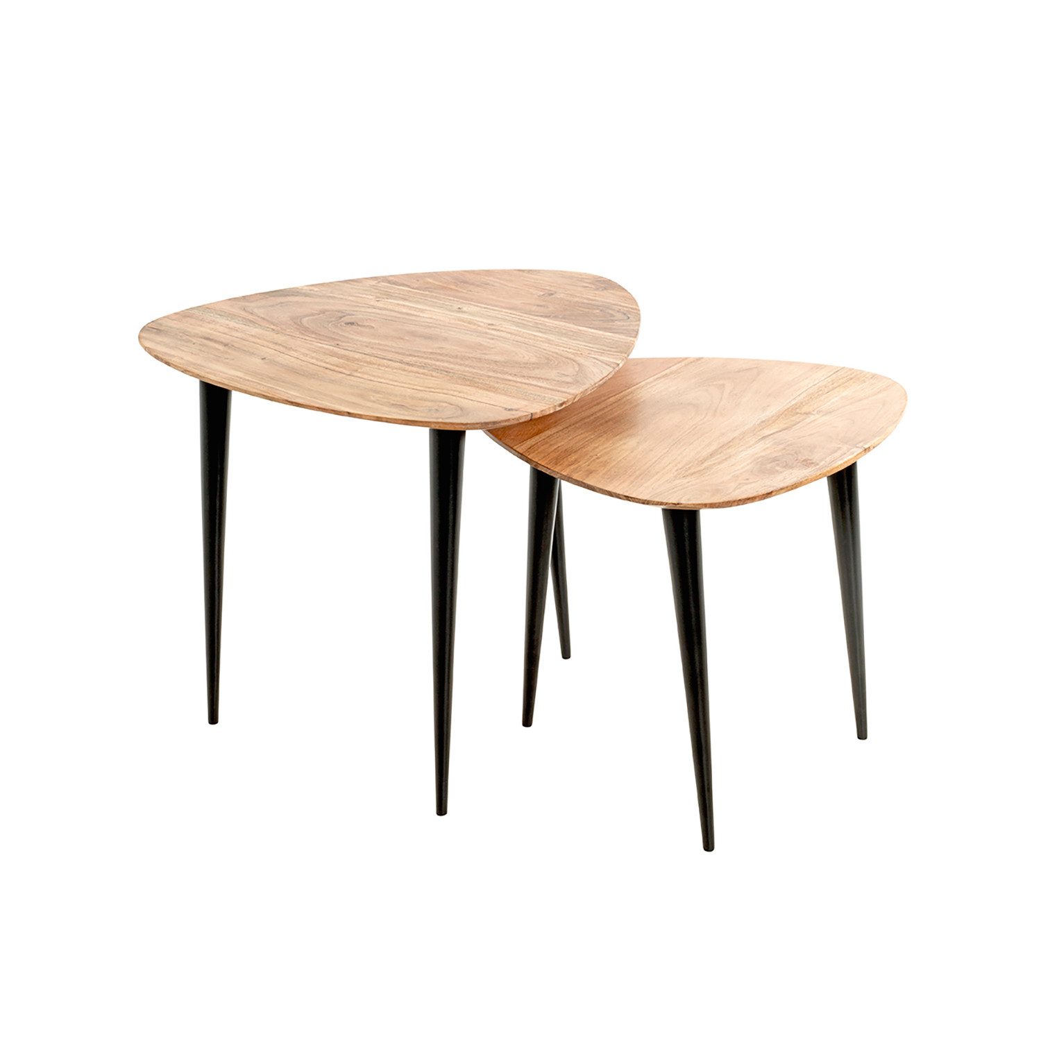 HAKU Beistelltisch Beistelltisch Massiv akazie schwarz-Sofatisch Holz-B 55xH 46xT 55 cm (1xBeistelltisch, Dekotisch - kleiner Tisch), Beistelltisch aus Metall