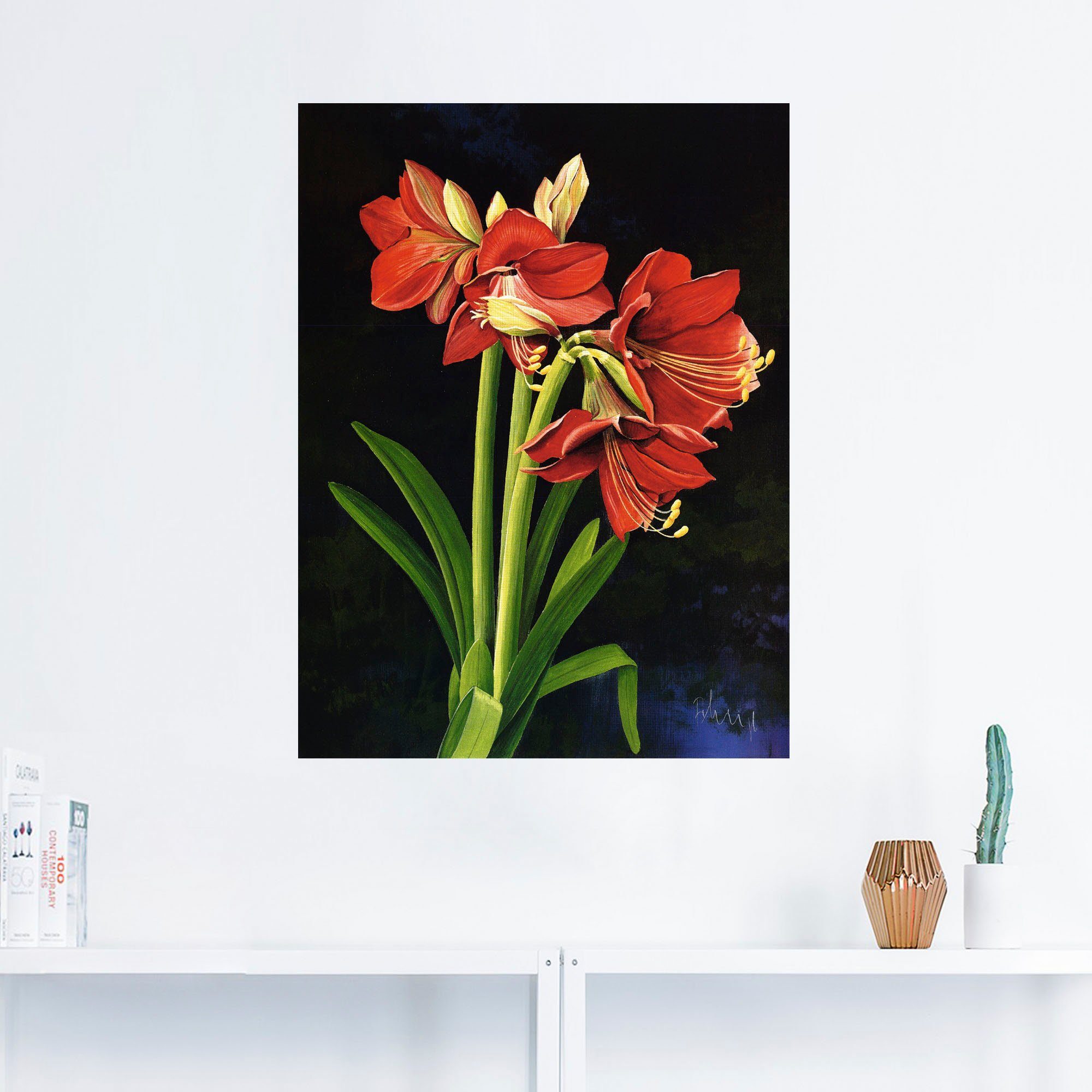 Artland Wandbild Amaryllis, Blumen (1 Leinwandbild, Wandaufkleber Größen Poster St), in versch. als oder