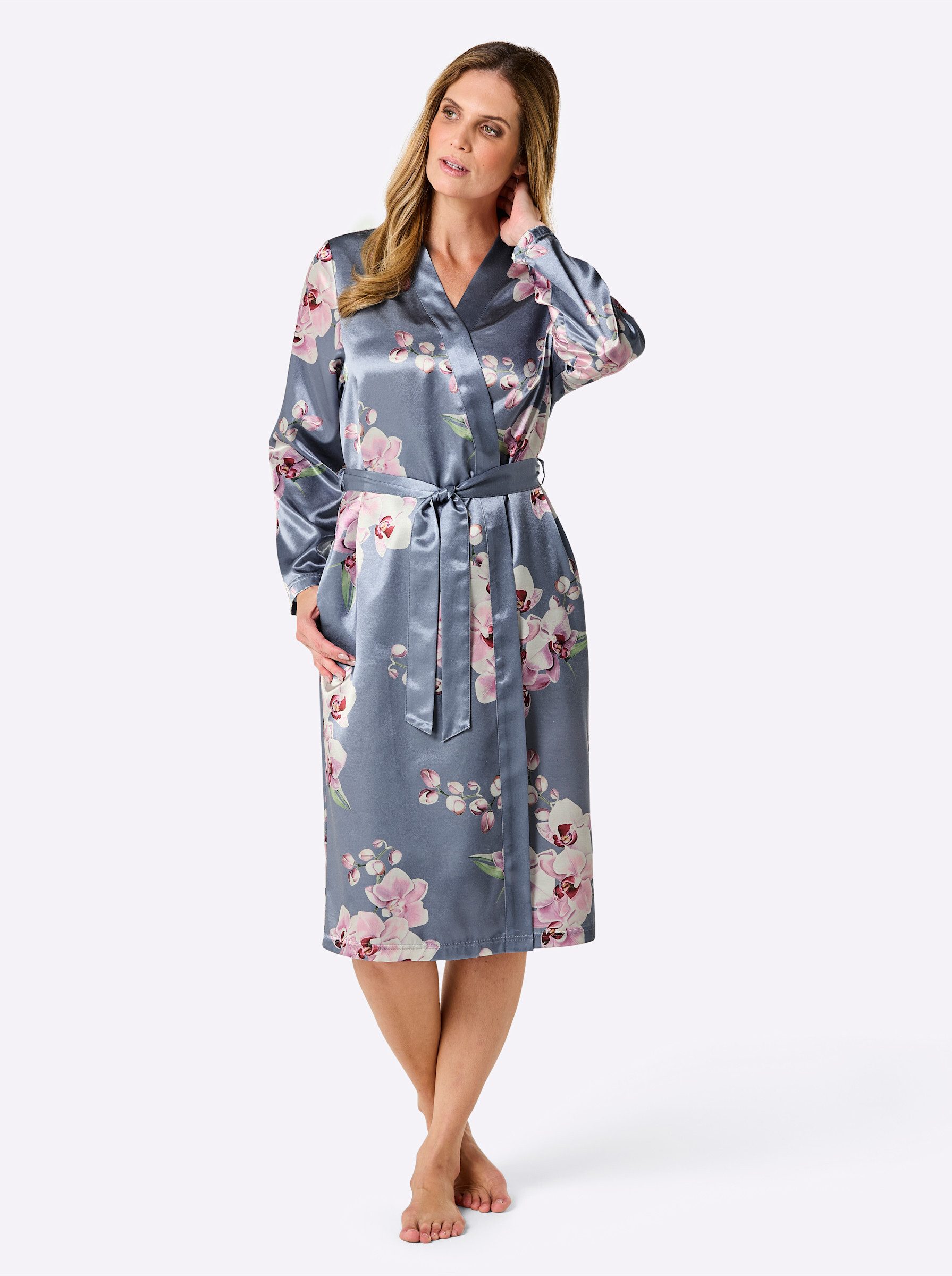 Witt Morgenmantel Morgenmantel Langarm, Polyester, Satin