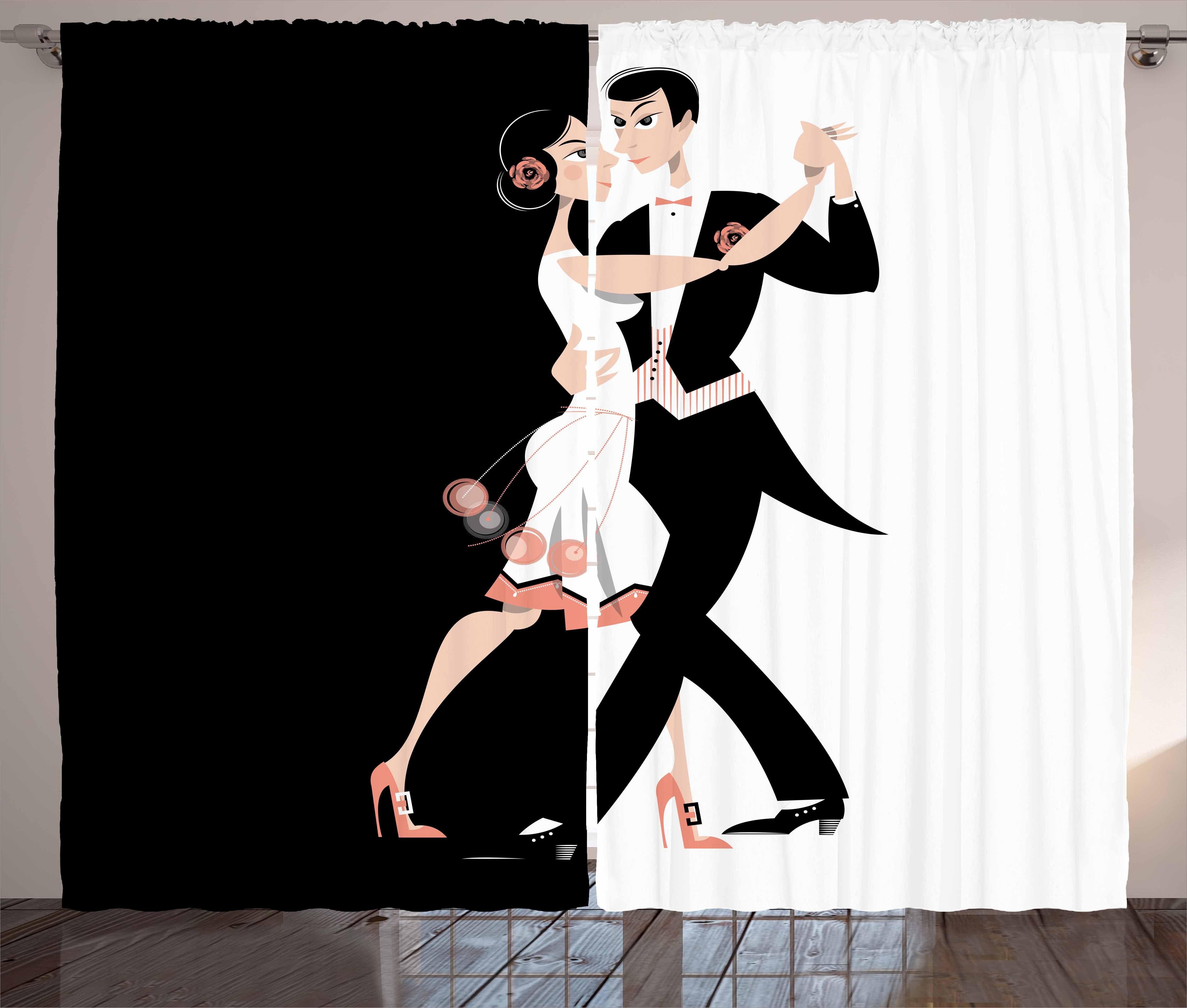 Gardine Schlafzimmer Kräuselband Vorhang mit Schlaufen und Haken, Abakuhaus, Old Hollywood Tanzen-Paare