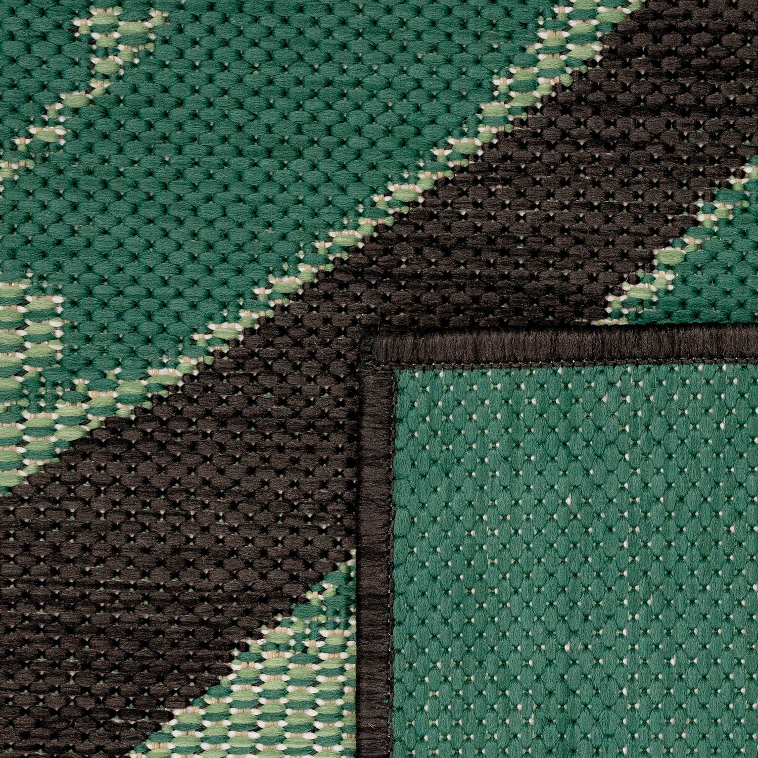 Teppich Ostende 554, In- Outdoor mm, Paco Flachgewebe, Home, Motiv schwarz und rechteckig, Höhe: Palmenblätter, 4 geeignet, Wohnzimmer