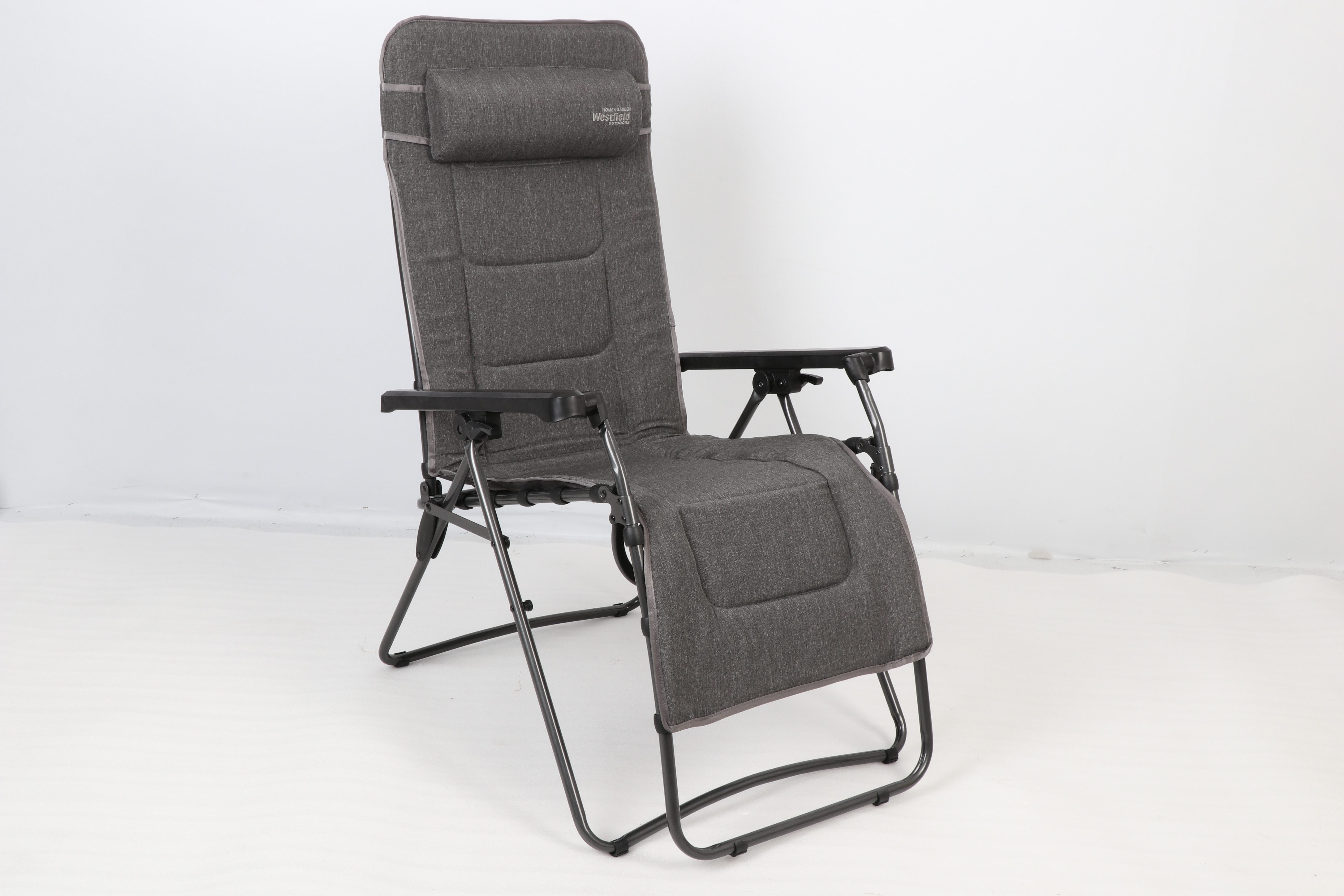 Westfield Gartenliege Relaxliege anthrazit Liegestuhl Sonnenliege Relaxsessel #1, Relaxsessel inkl. Kopfkissen, 1 St., Relaxsessel mit Kopfkissen, stufenlos verstellbar, klappbar, 140 kg Tragkraft, Camping