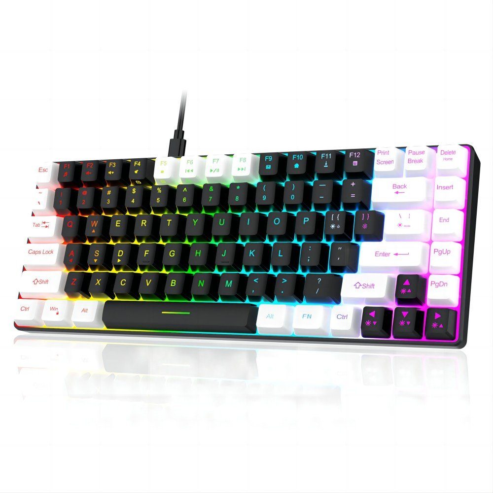 Gontence RGB Mini tragbare 80 % mechanische Tastatur PC-Tastatur Gaming-Tastatur