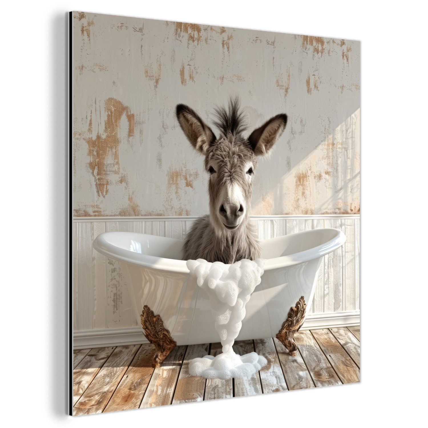 MuchoWow Metallbild Esel - Tiere - Badewanne - Schaumstoff, Inkl. Aufhängun günstig online kaufen