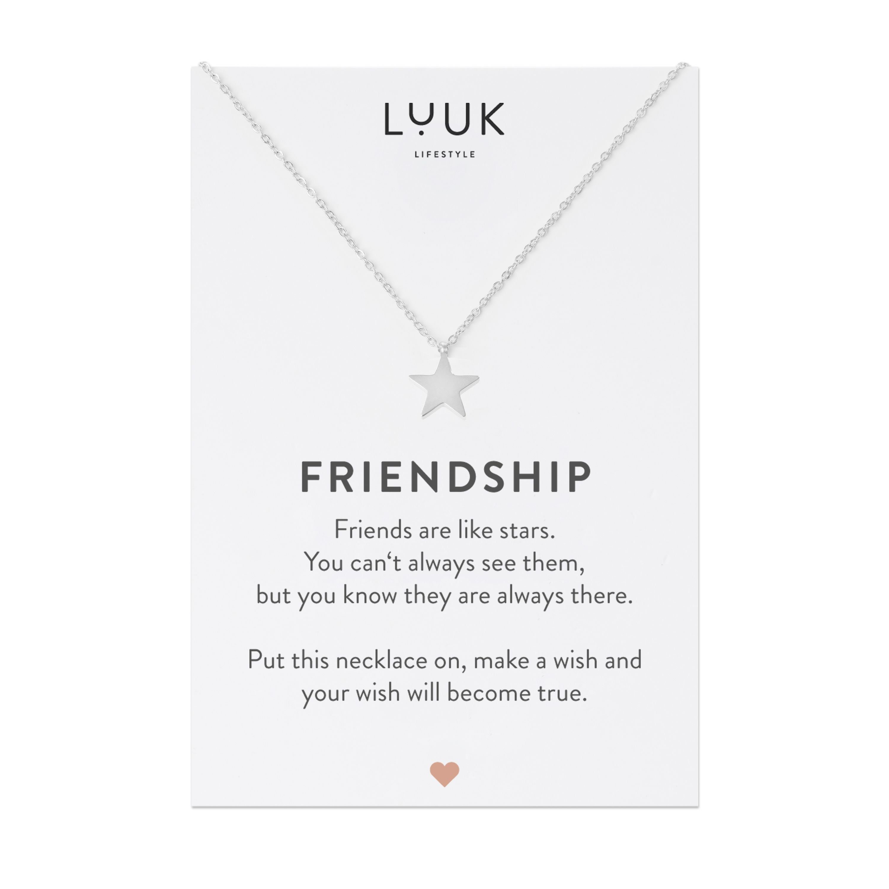 LUUK LIFESTYLE Freundschaftskette Stern, Stern Anhänger und Freundschaftskarte